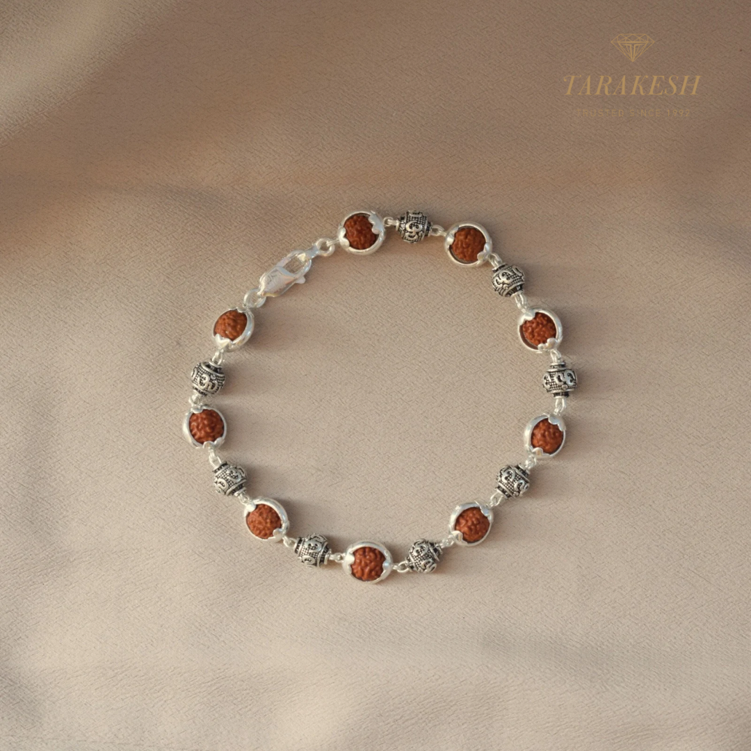Rudraksha-OM Silver Bracelet: Sacred Connection