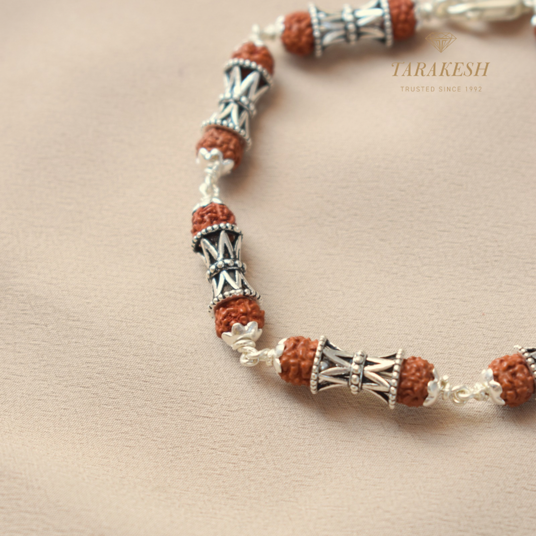 Rudraksha-Damru Pure Silver Bracelet: Sacred Connection