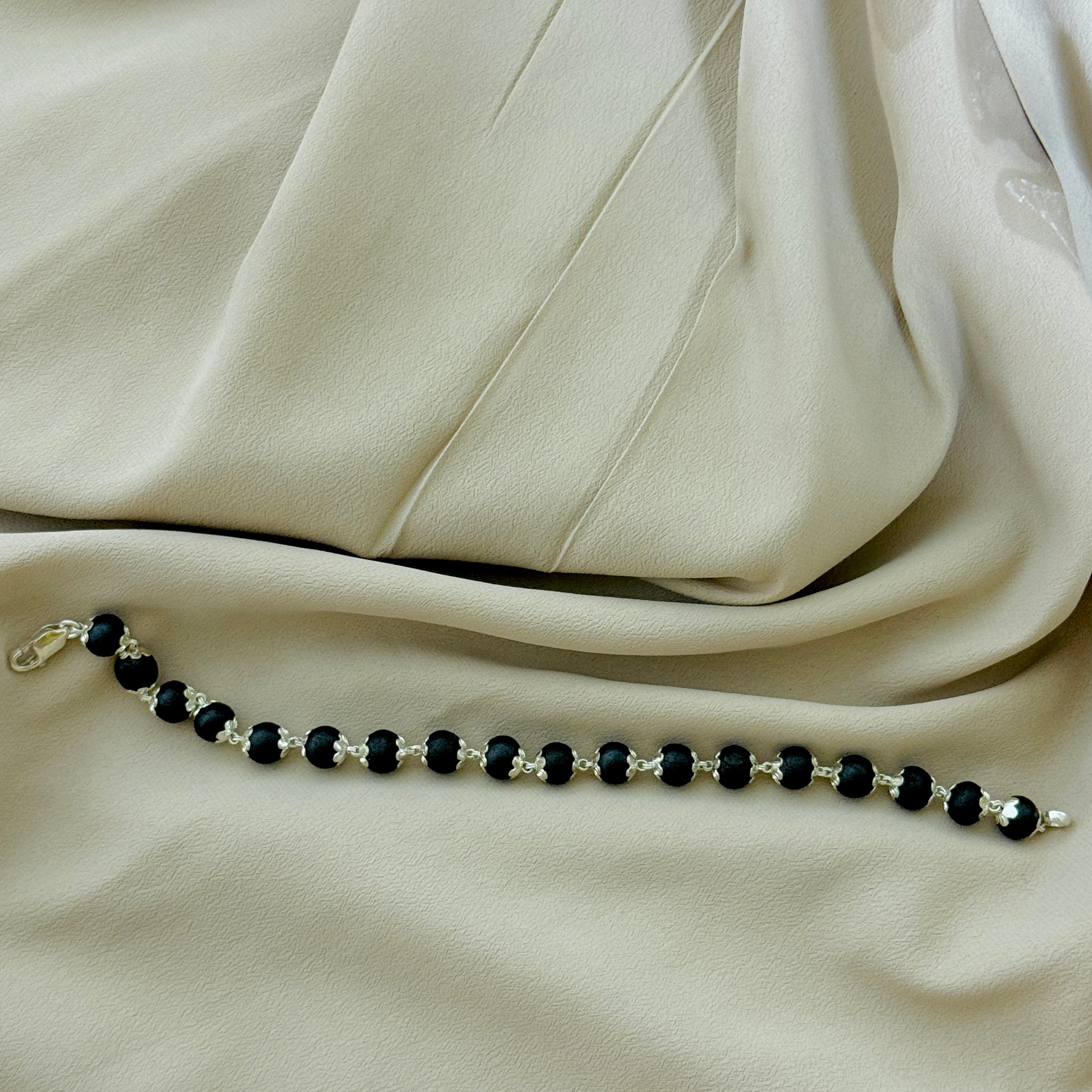 Pure Silver Karungali Bracelet: Murugan Edition