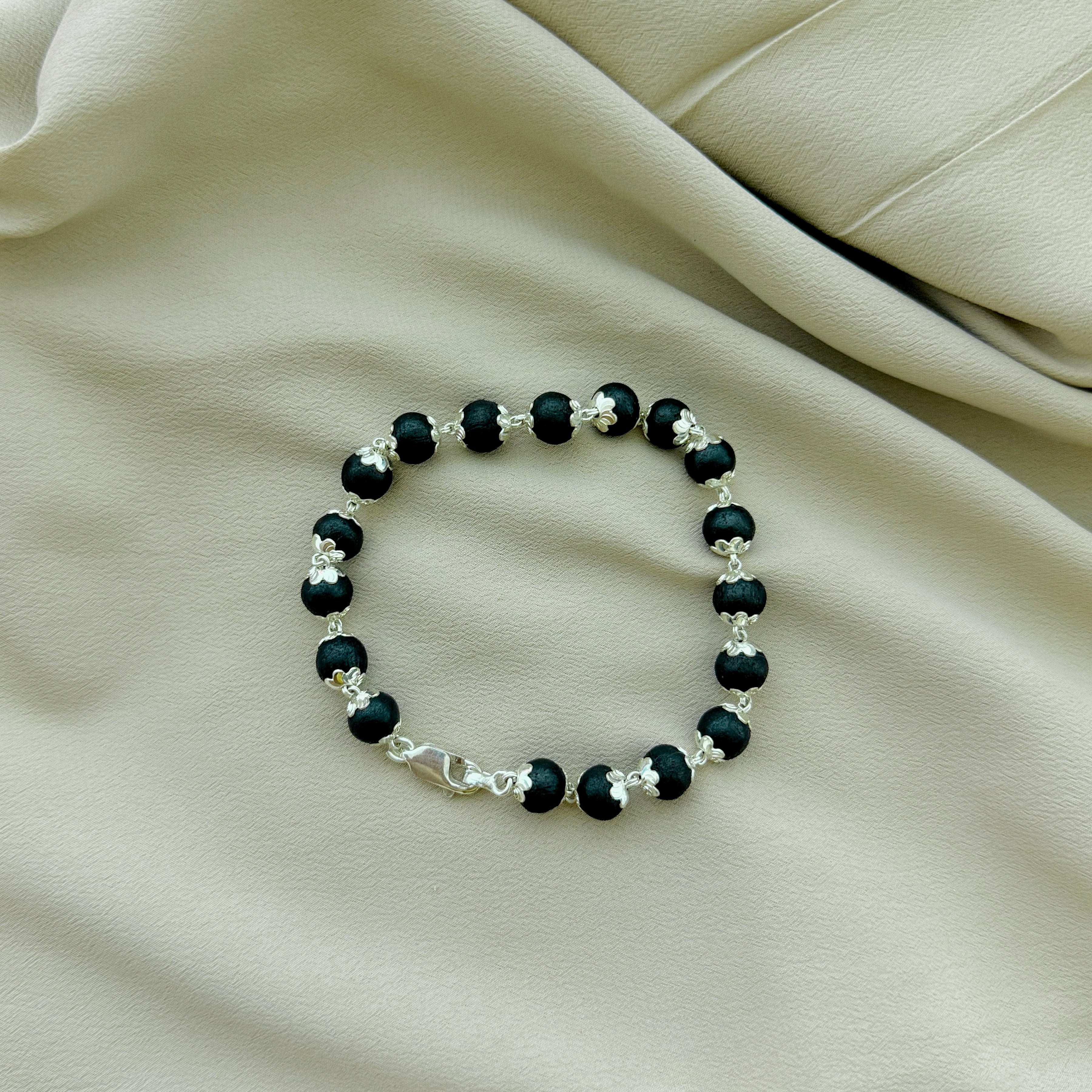 Pure Silver Karungali Bracelet: Murugan Edition