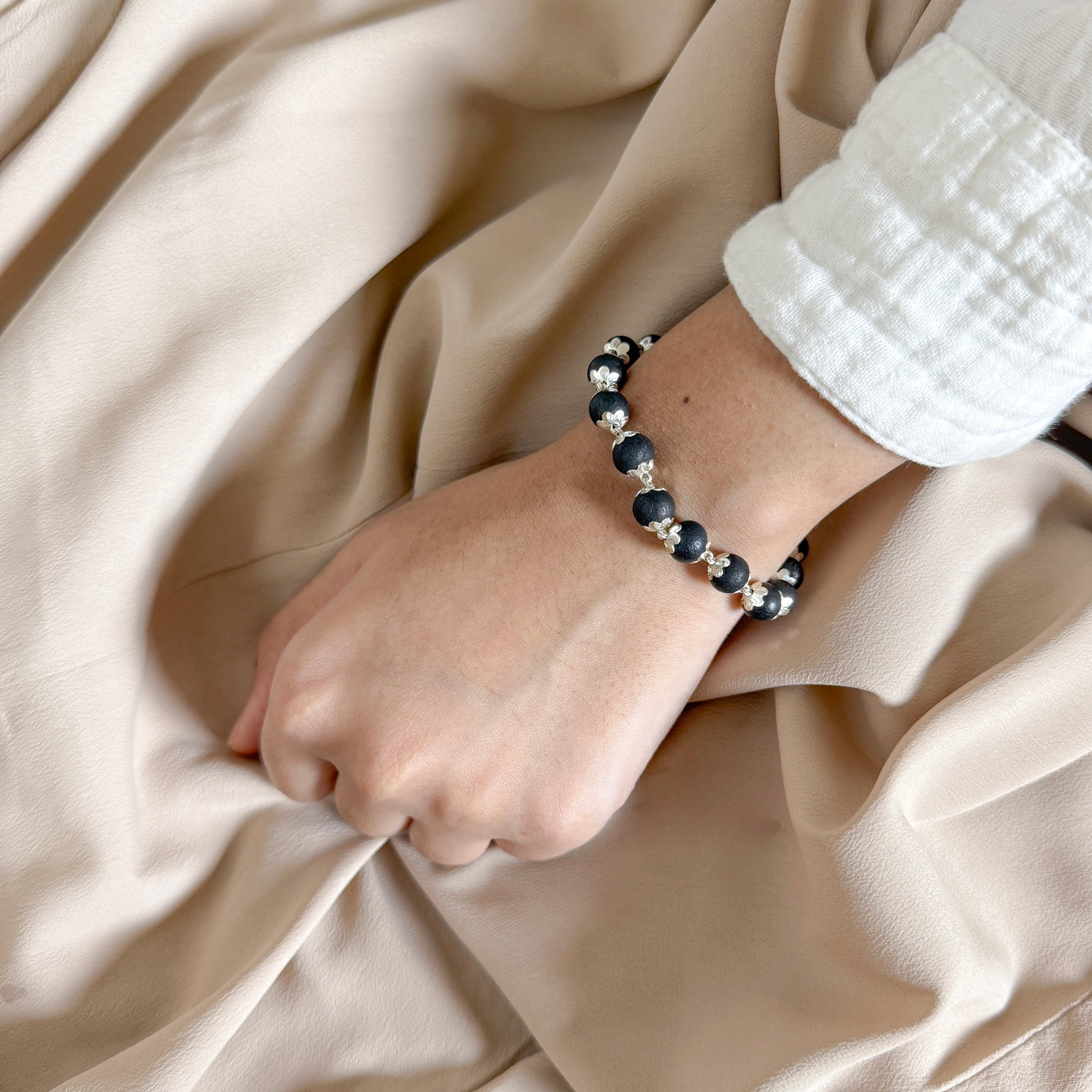 Pure Silver Karungali Bracelet: Murugan Edition