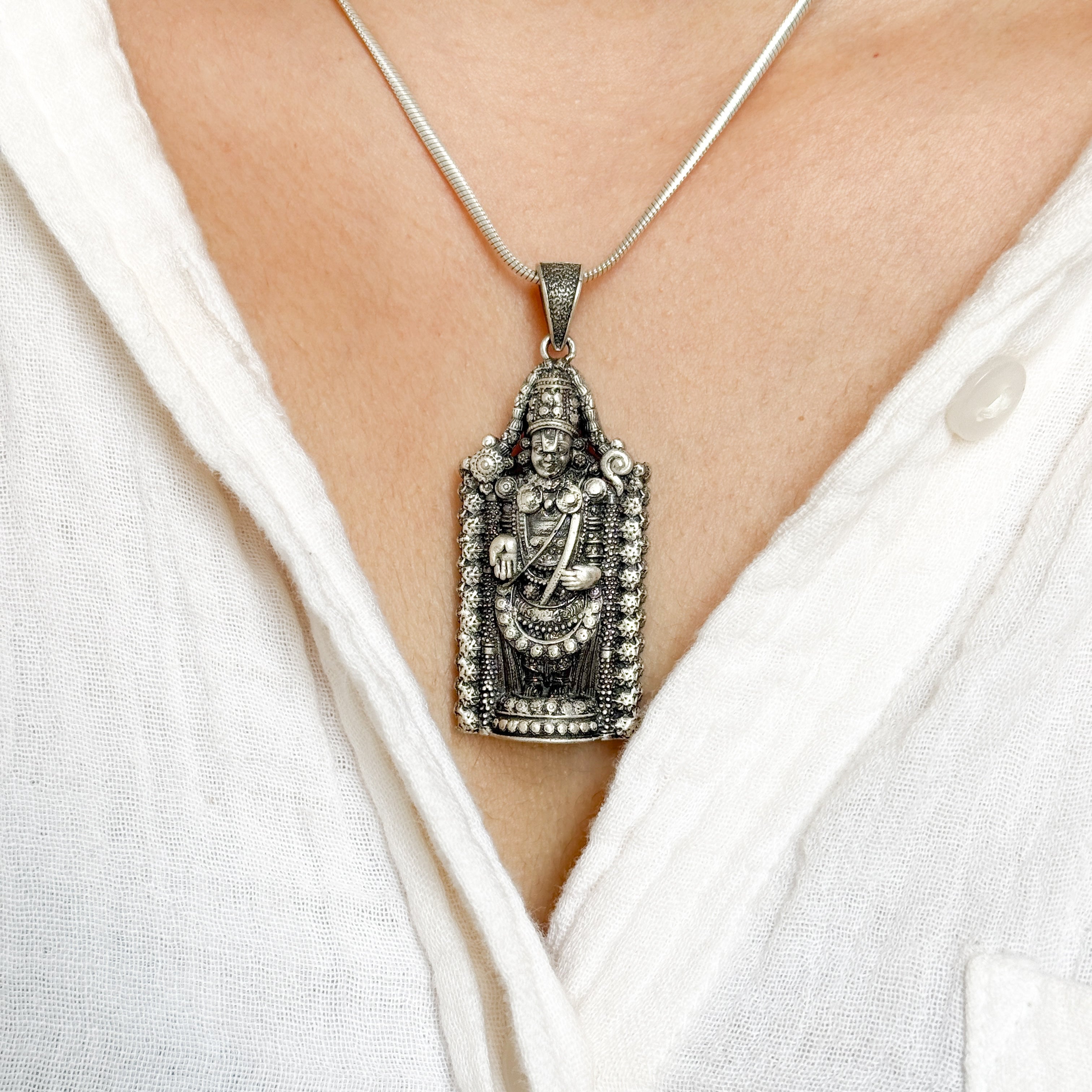 Venkateshwara Pure Silver Pendant: Balaji Edition