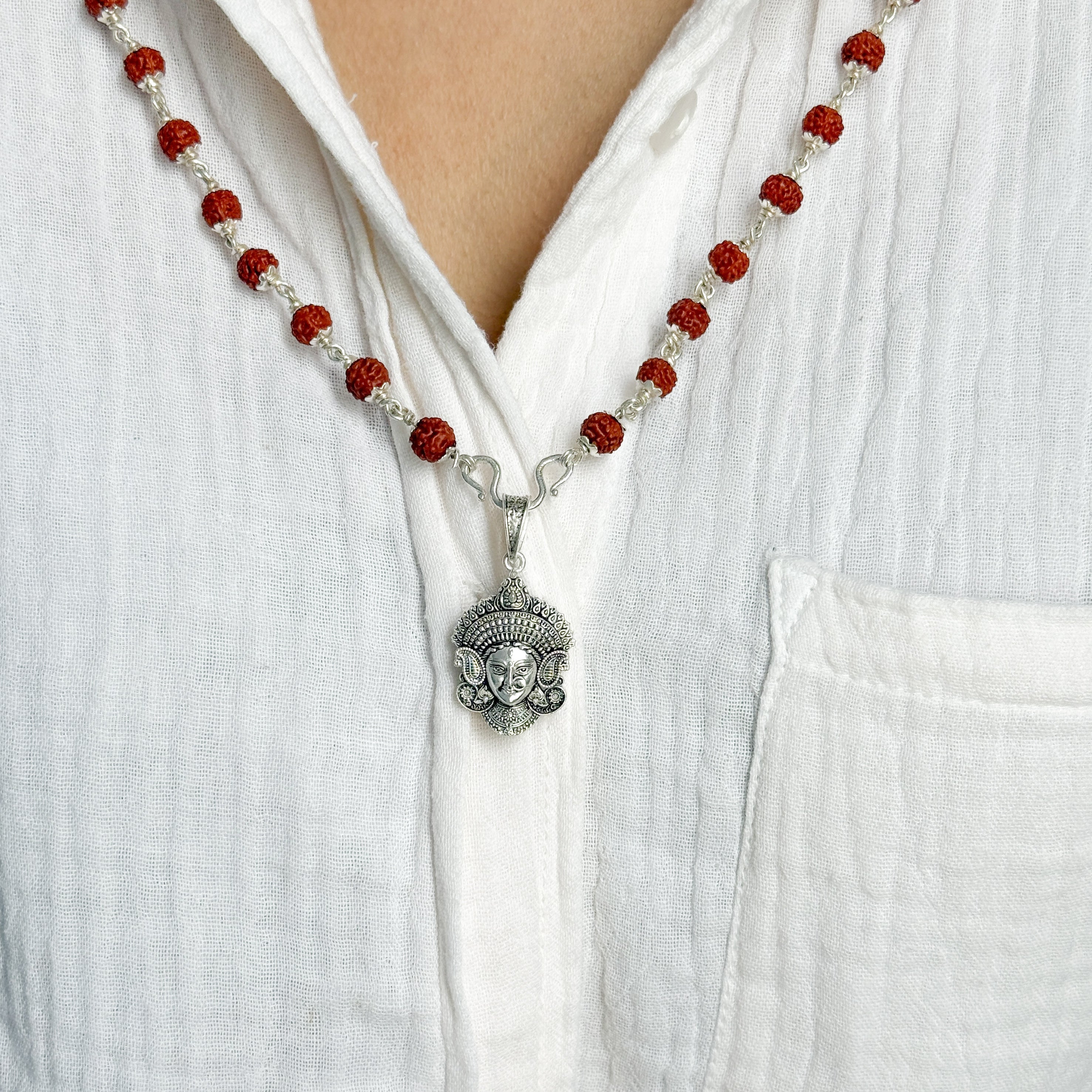 Maa Pure Silver Pendant: Durga Edition