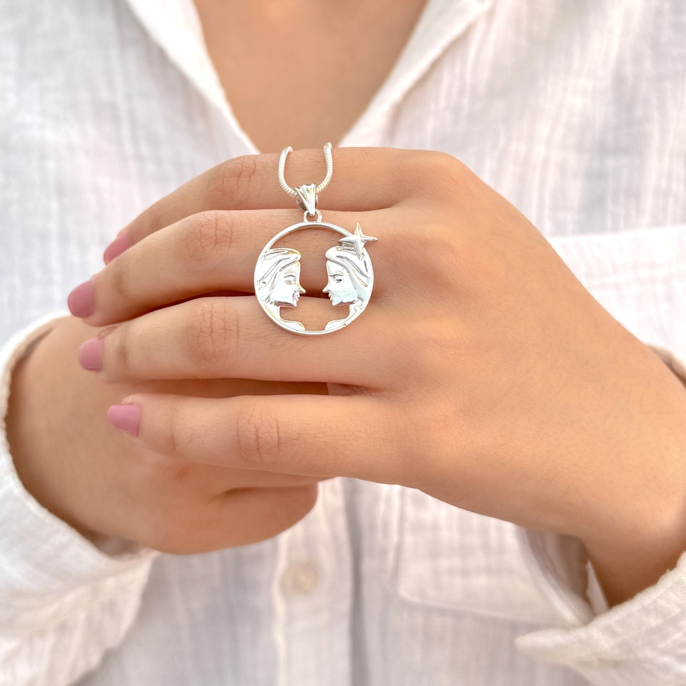 Gemini Pure Silver Pendant: Cosmic Edition