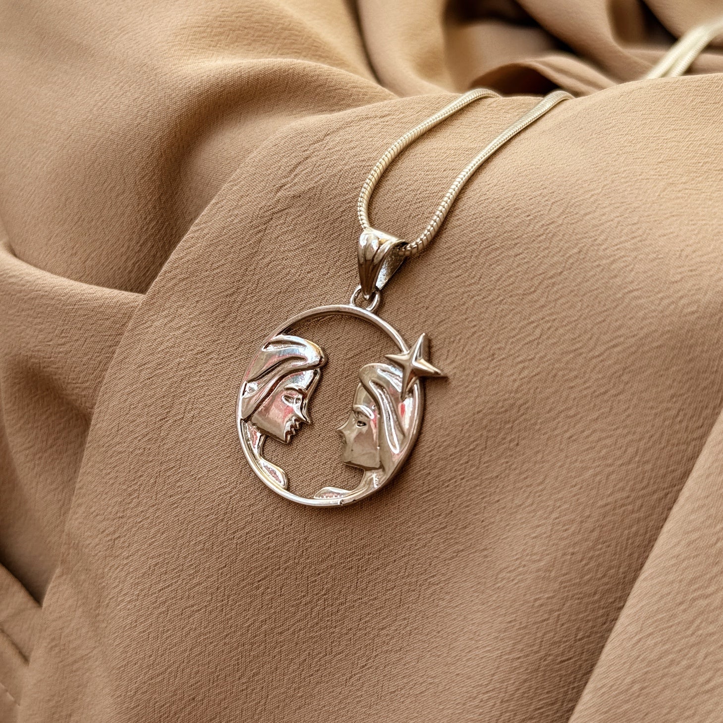 Gemini Pure Silver Pendant: Cosmic Edition