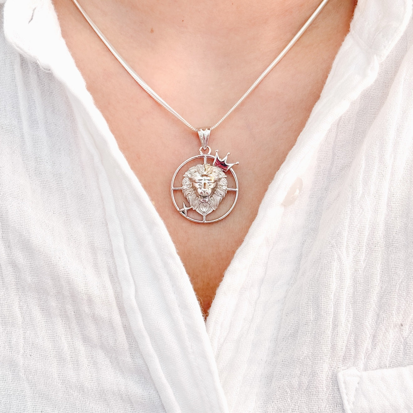 Leo Pure Silver Pendant: Cosmic Edition