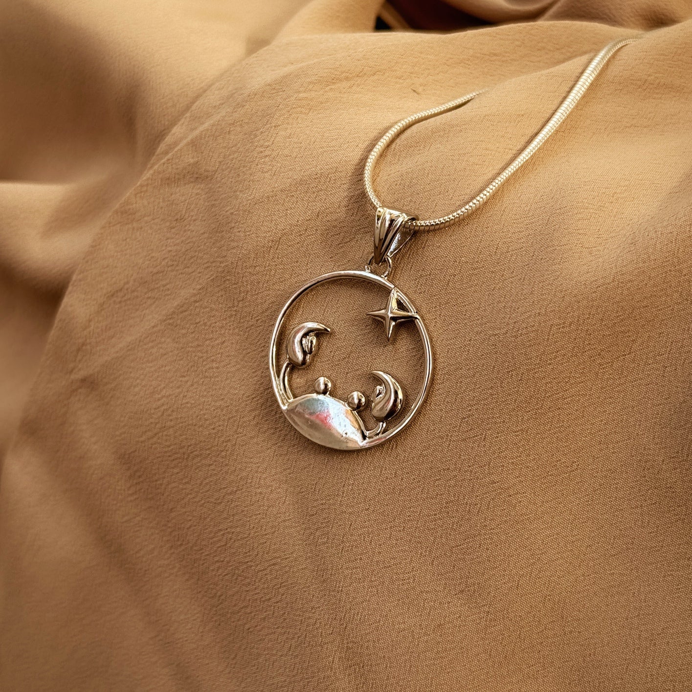 Cancer Pure Silver Pendant: Cosmic Edition