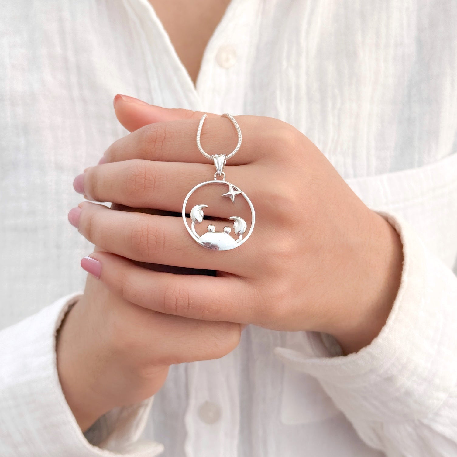 Cancer Pure Silver Pendant: Cosmic Edition
