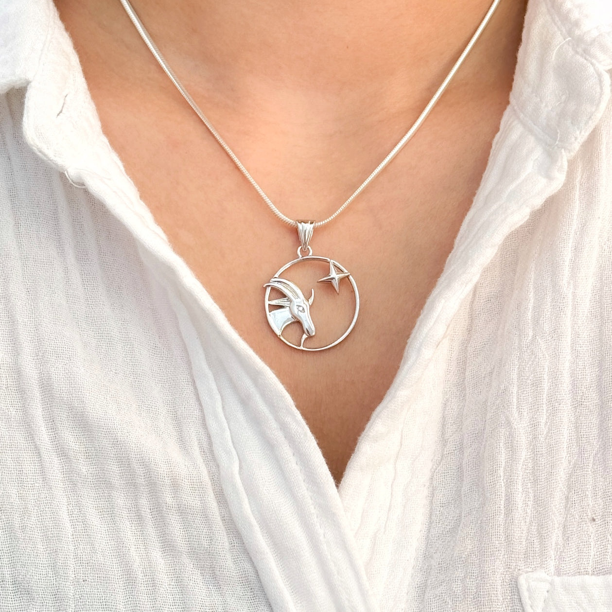 Capricorn Pure Silver Pendant: Cosmic Edition