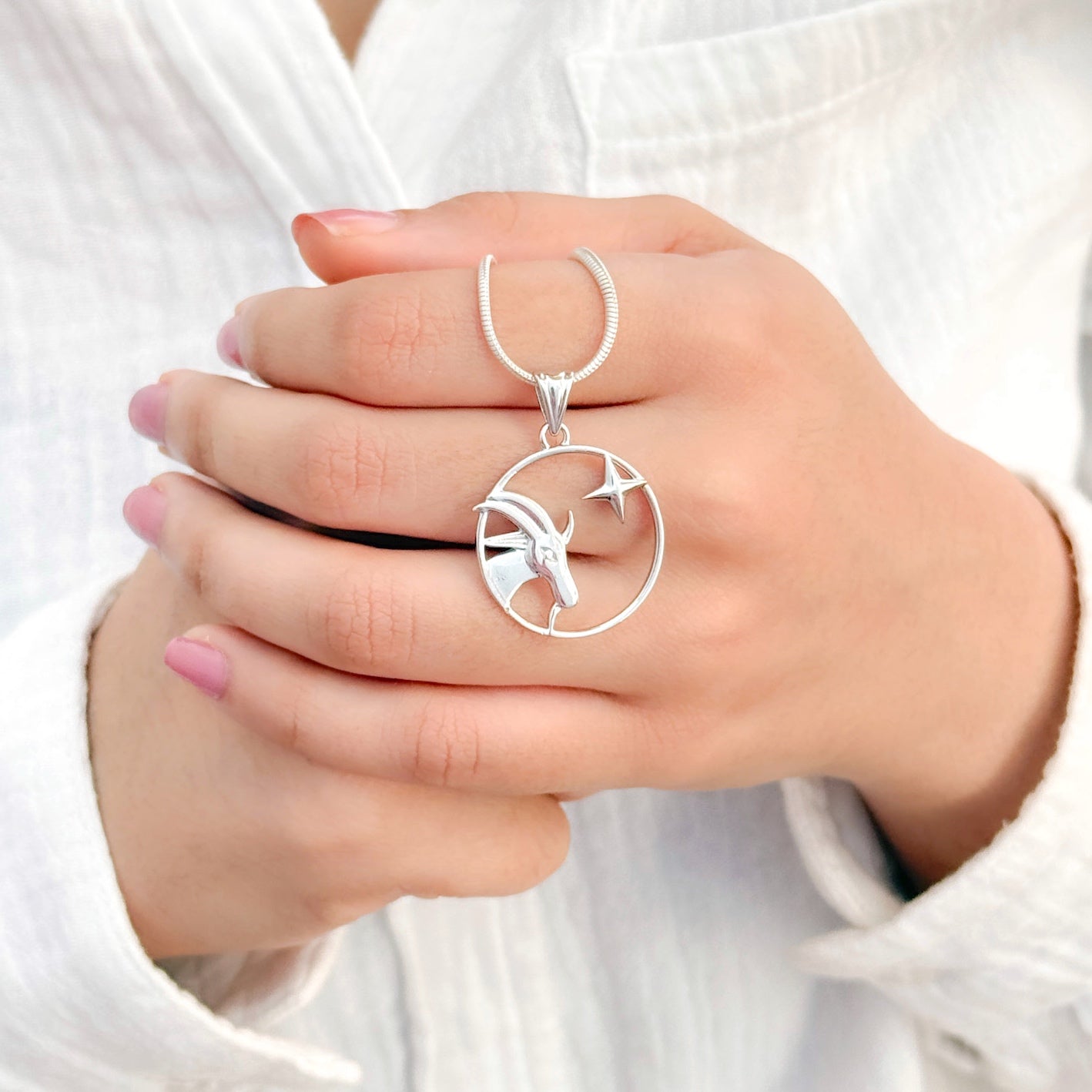 Capricorn Pure Silver Pendant: Cosmic Edition