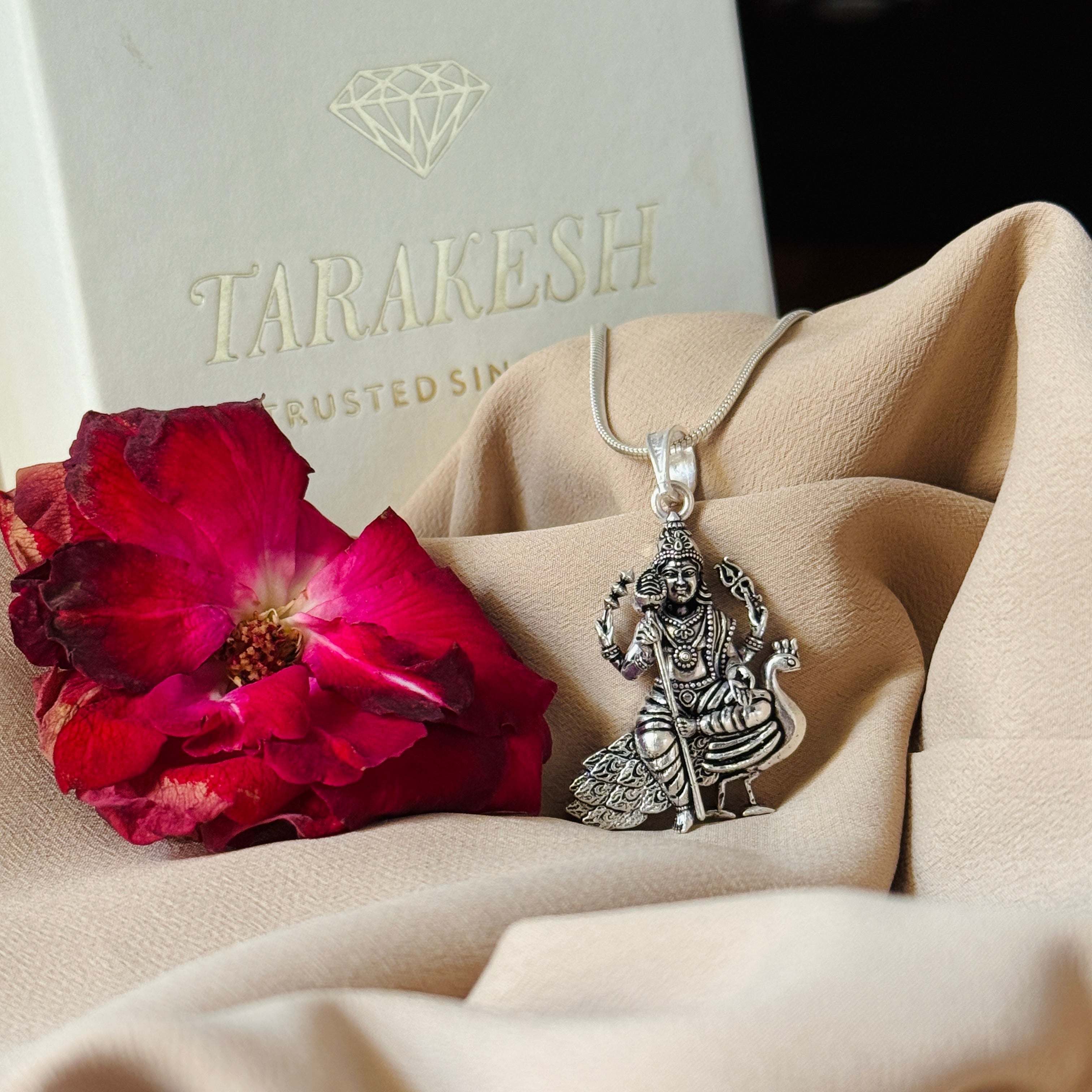 Murugan Pure Silver Pendant: Kartikeya Edition