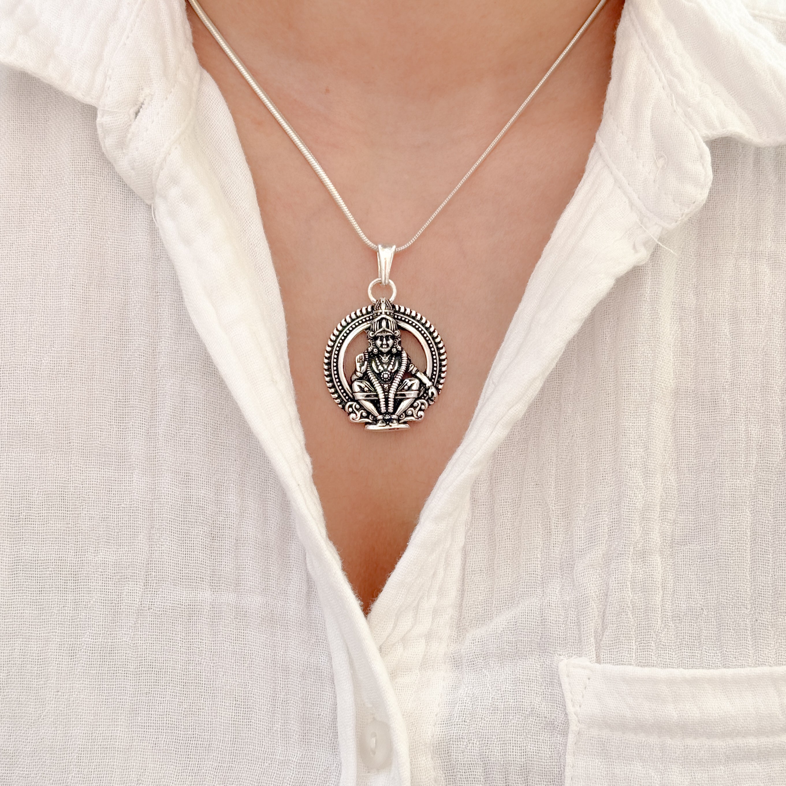 Ayyappa Pure Silver Pendant: Swamiye Saranam Edition