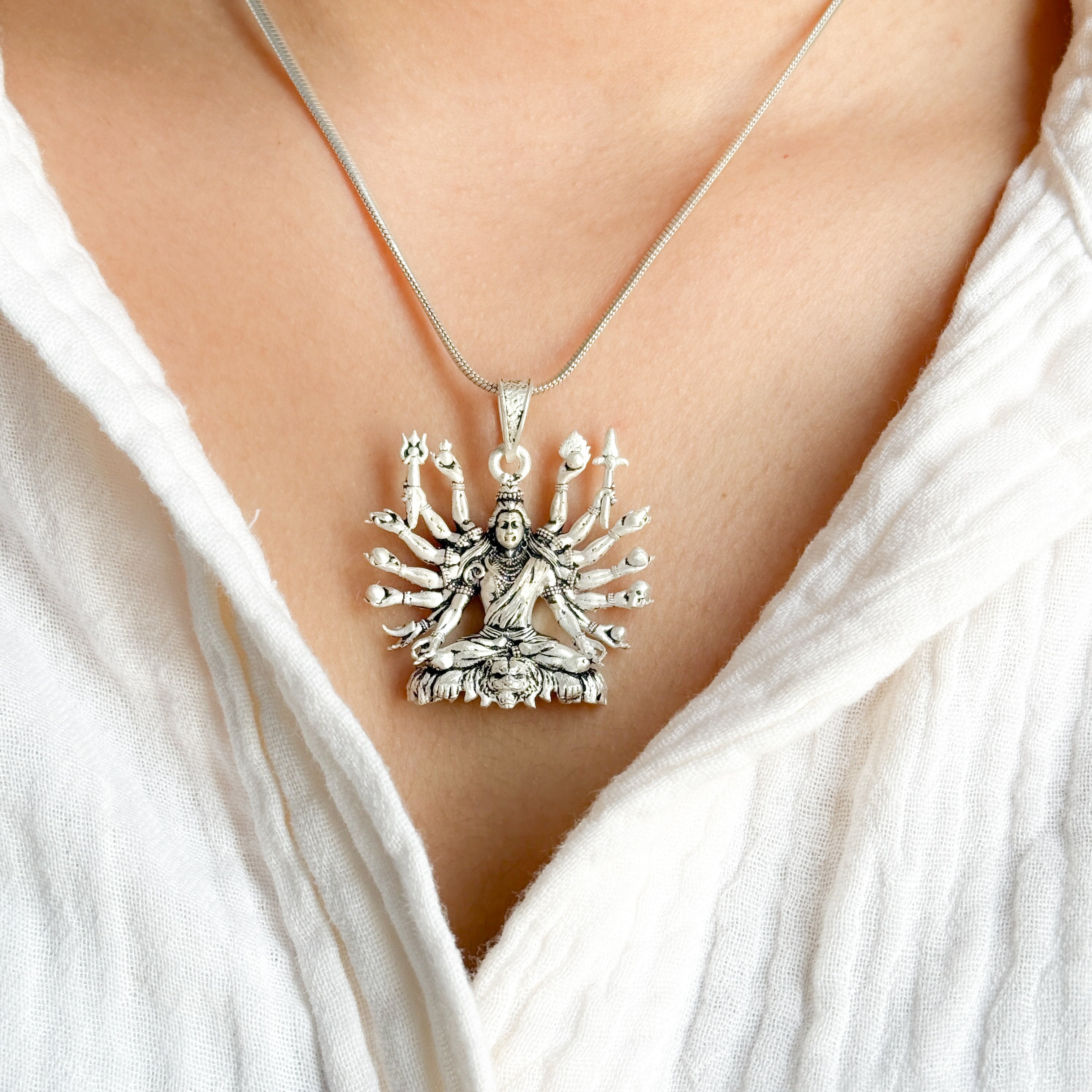 Sitted Shiva Embrace Silver Pendant