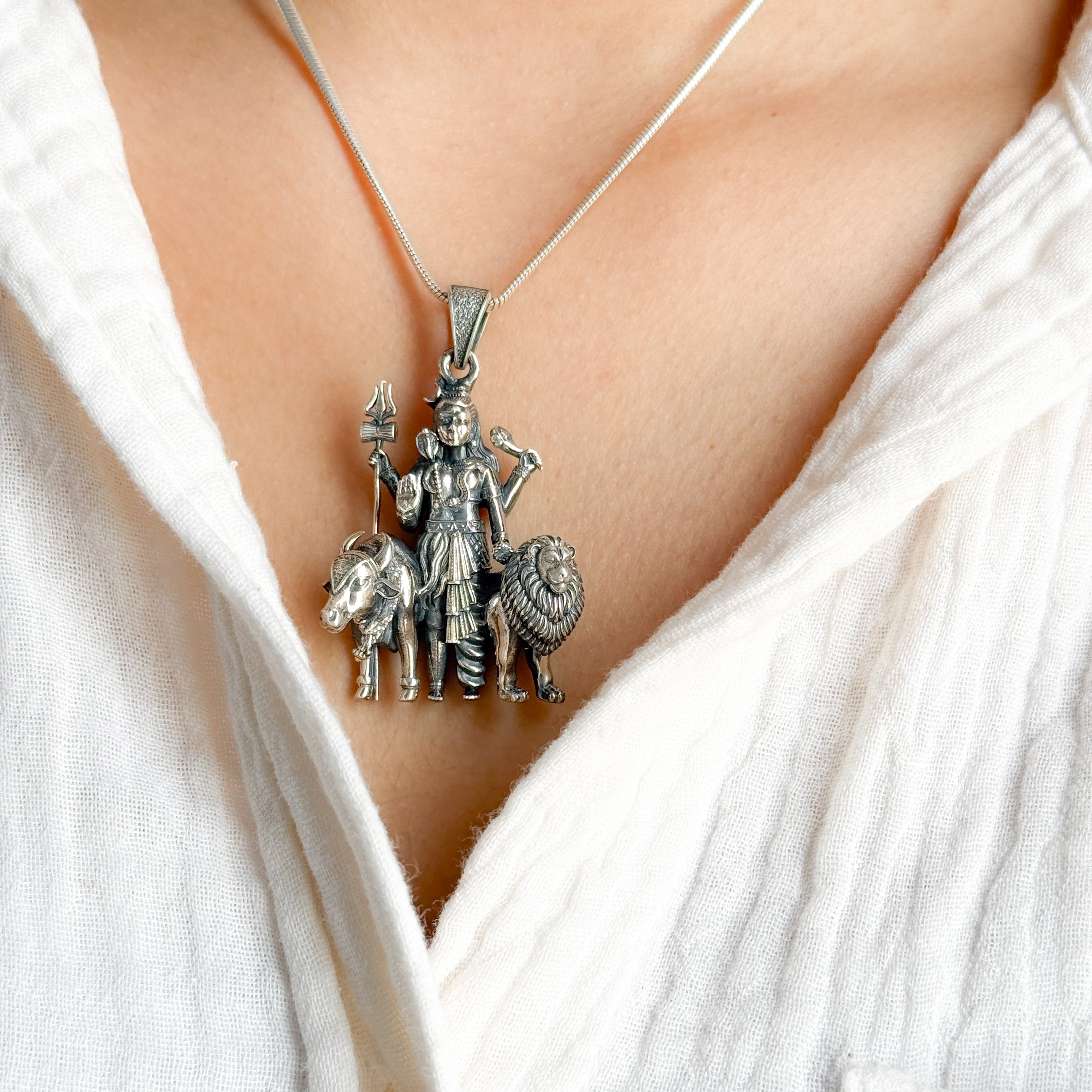 Shiva Pure Silver Pendant: Shiv-Shakti Edition