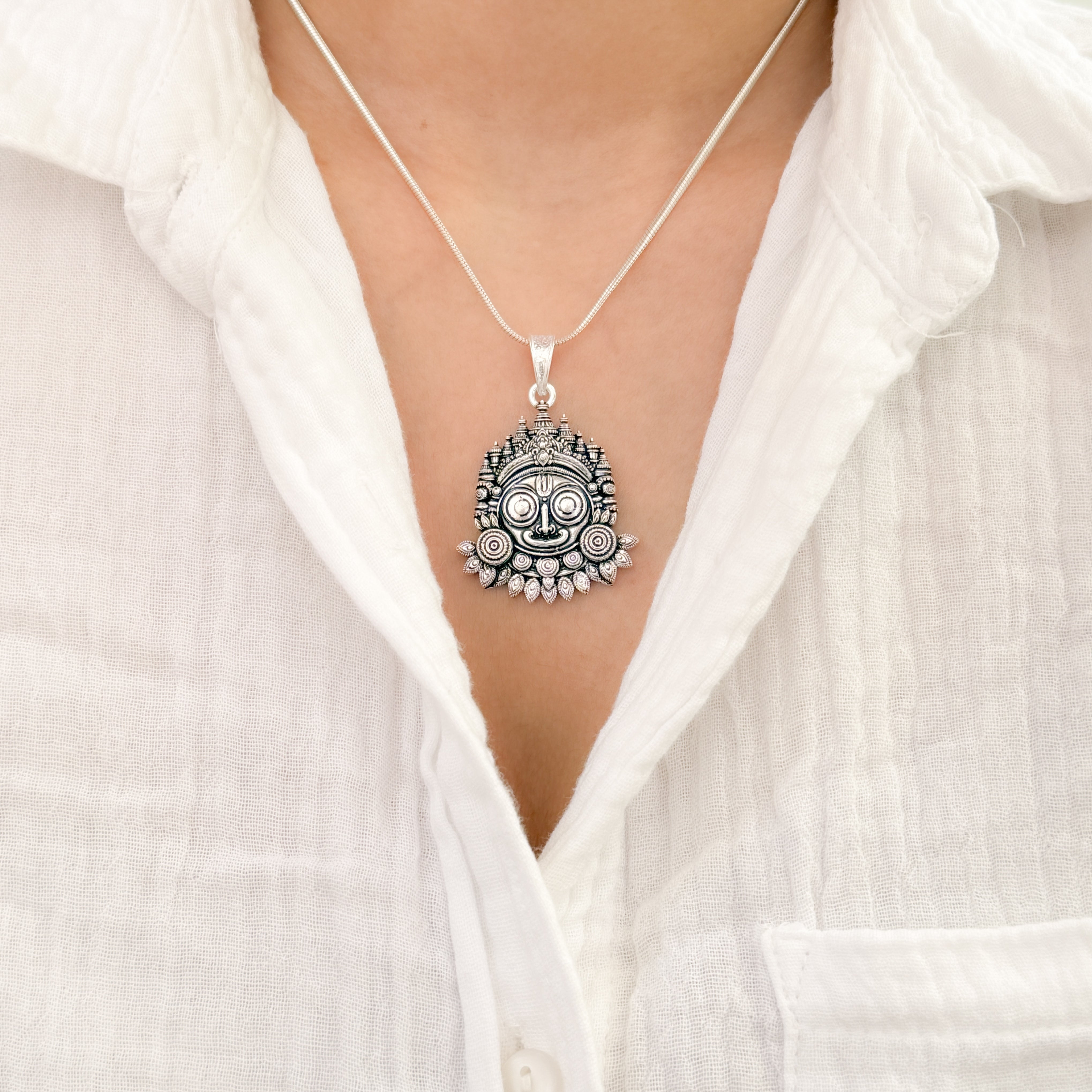 Jagannath Pure Silver Pendant: Puri Edition