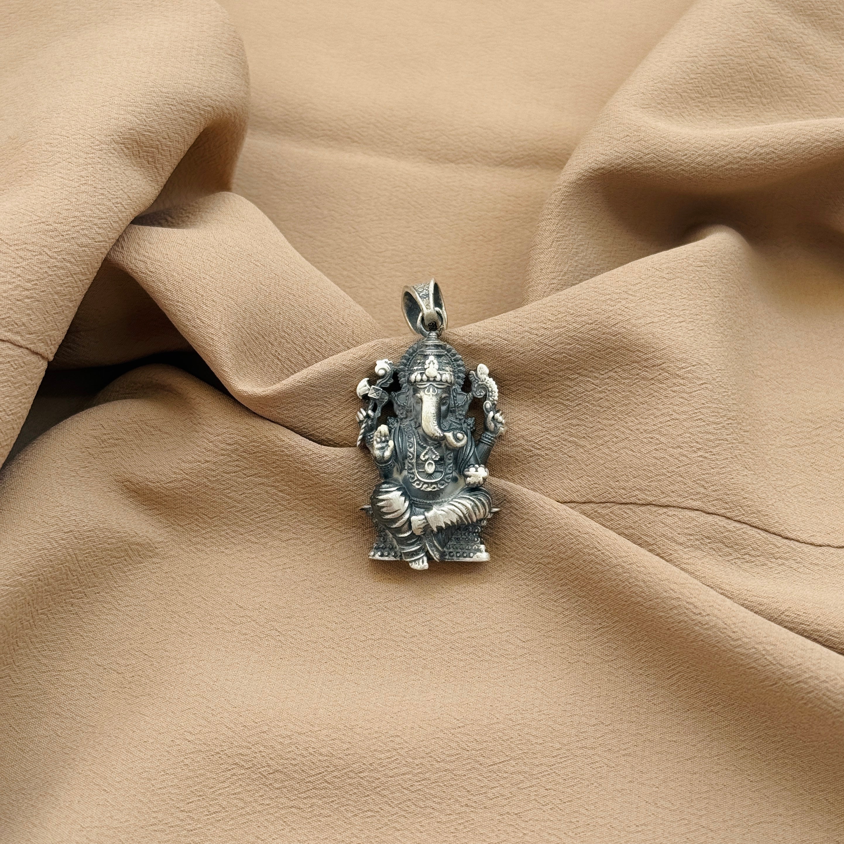 Ganesha Pure Silver Pendant: Gajanan Edition