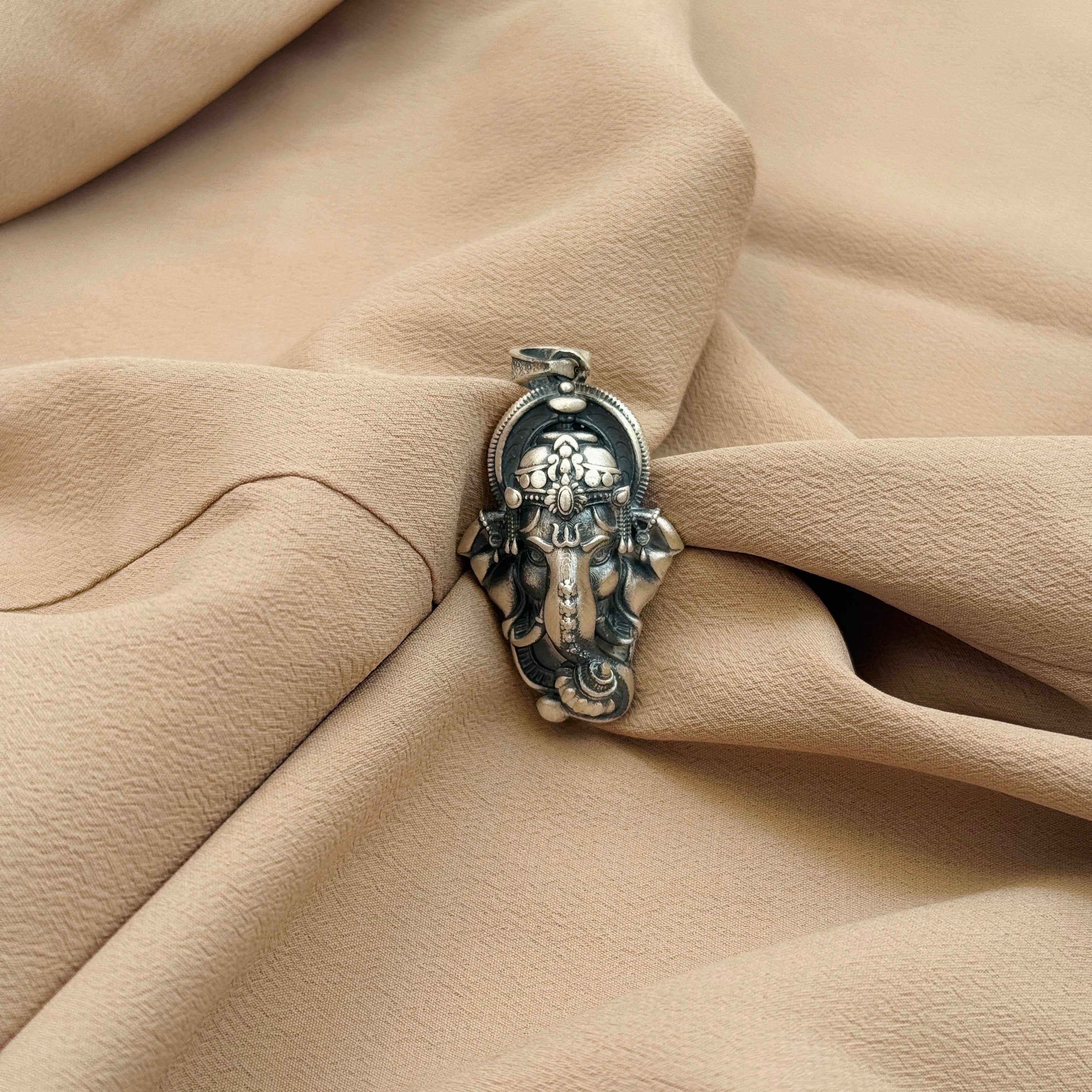Ganesha Pure Silver Pendant: Siddhivinayaka Edition