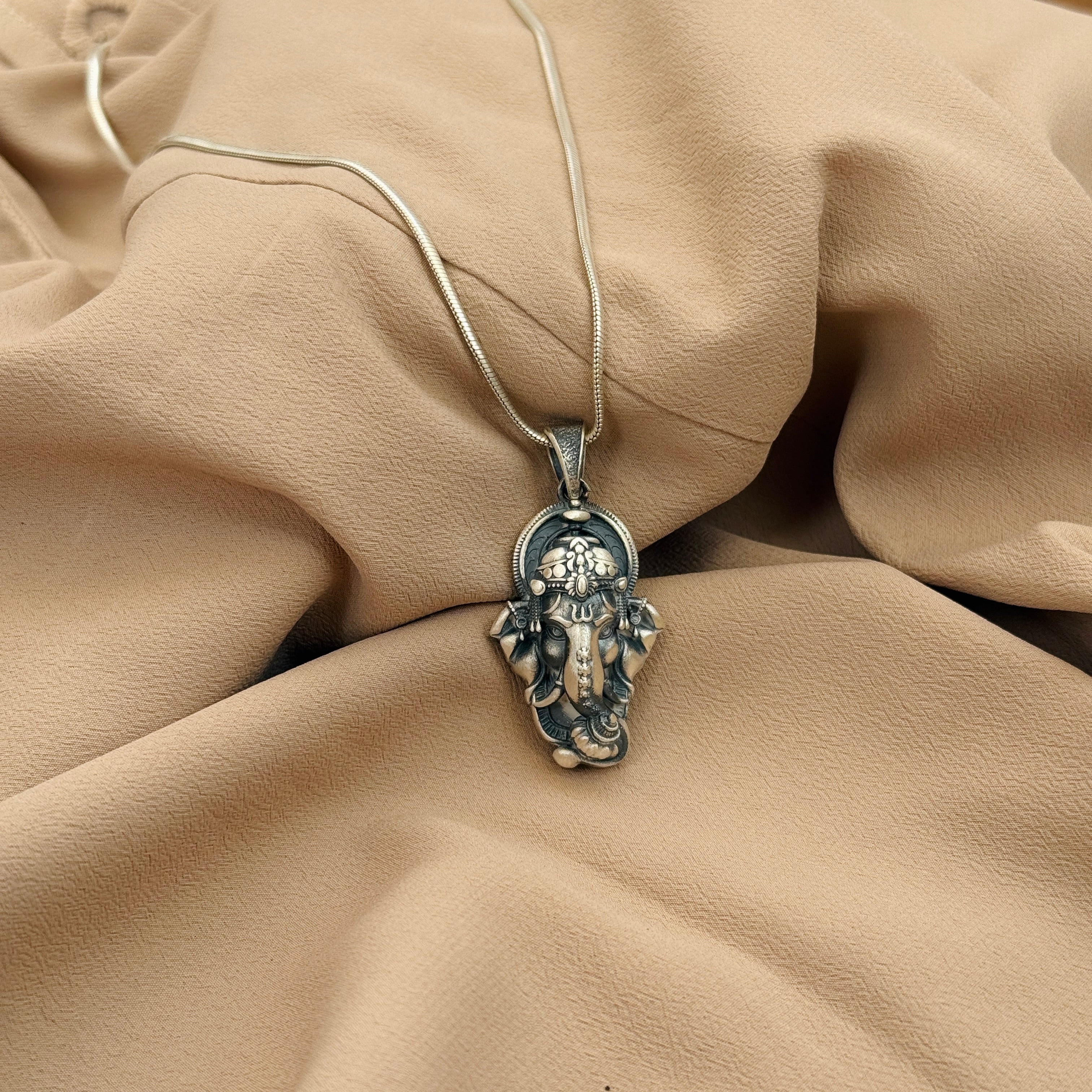 Ganesha Pure Silver Pendant: Siddhivinayaka Edition