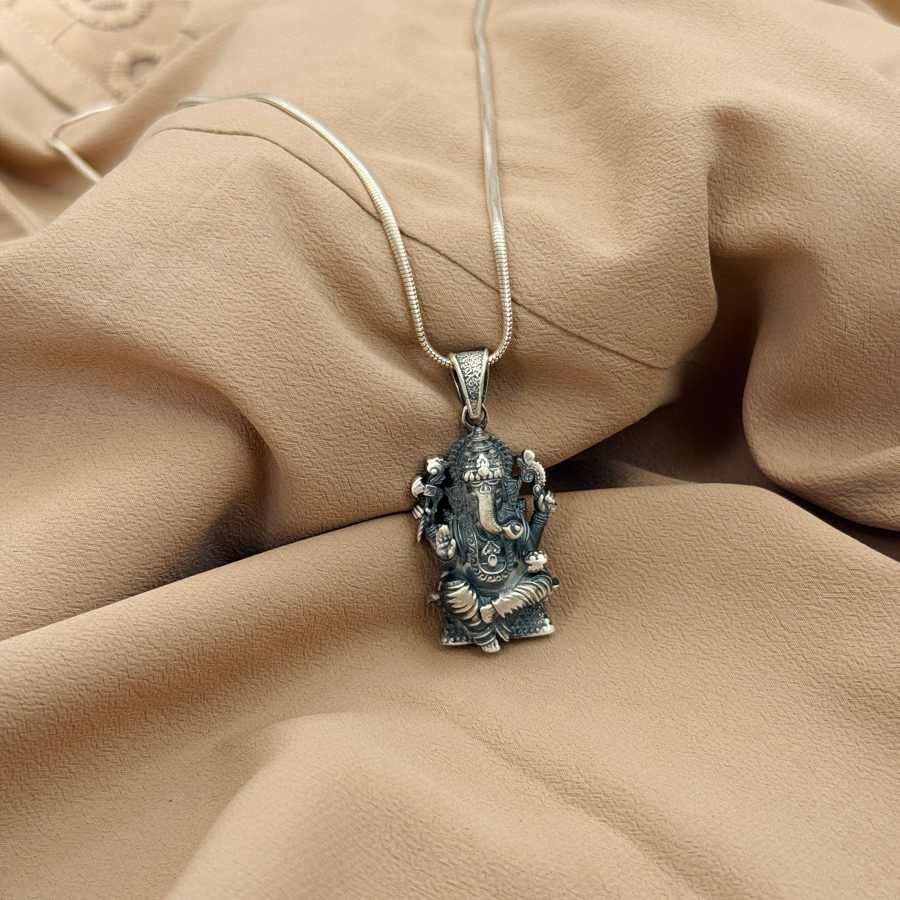 Ganesha Pure Silver Pendant: Gajanan Edition