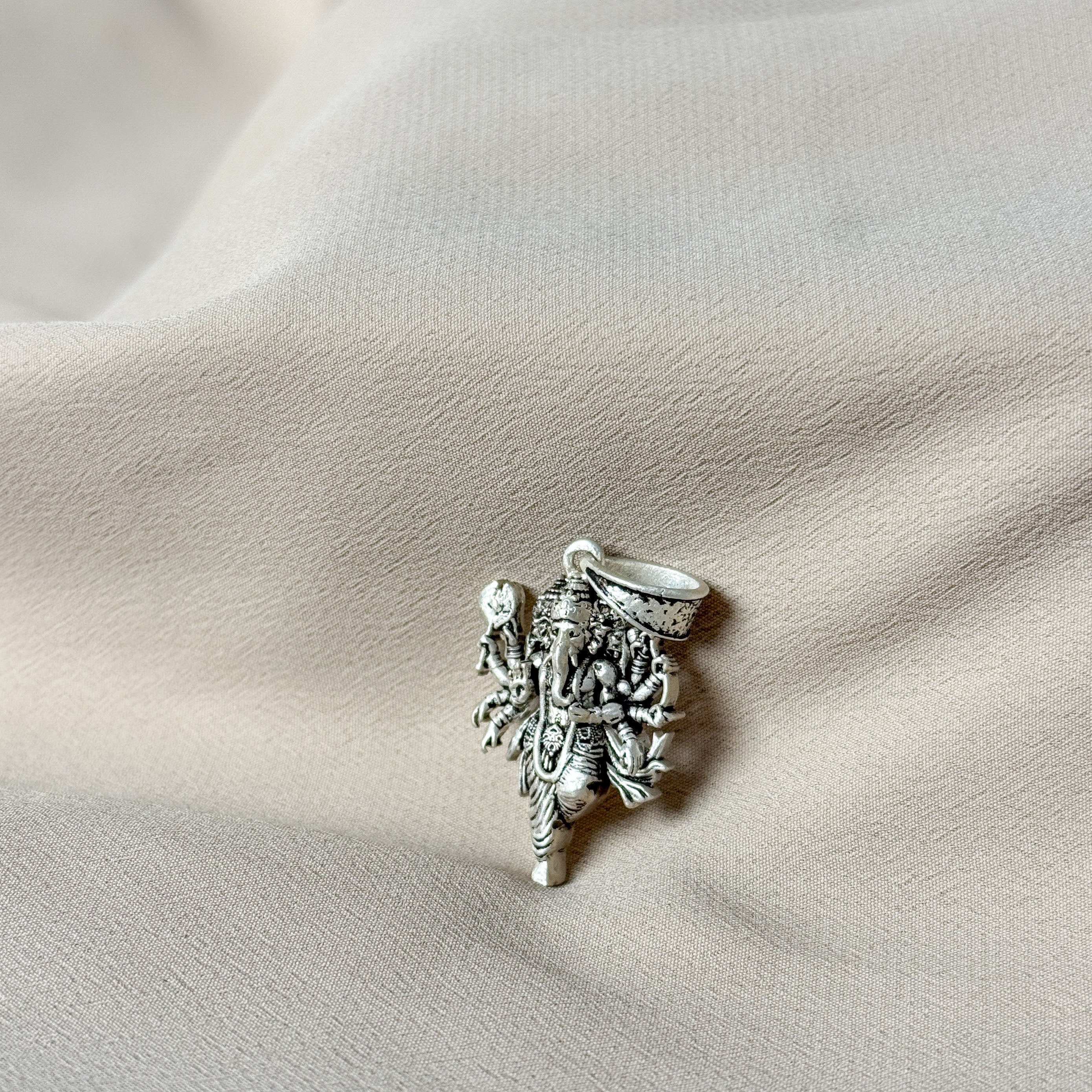 Ganesha Pure Silver Pendant: Maha Ganapathi Edition