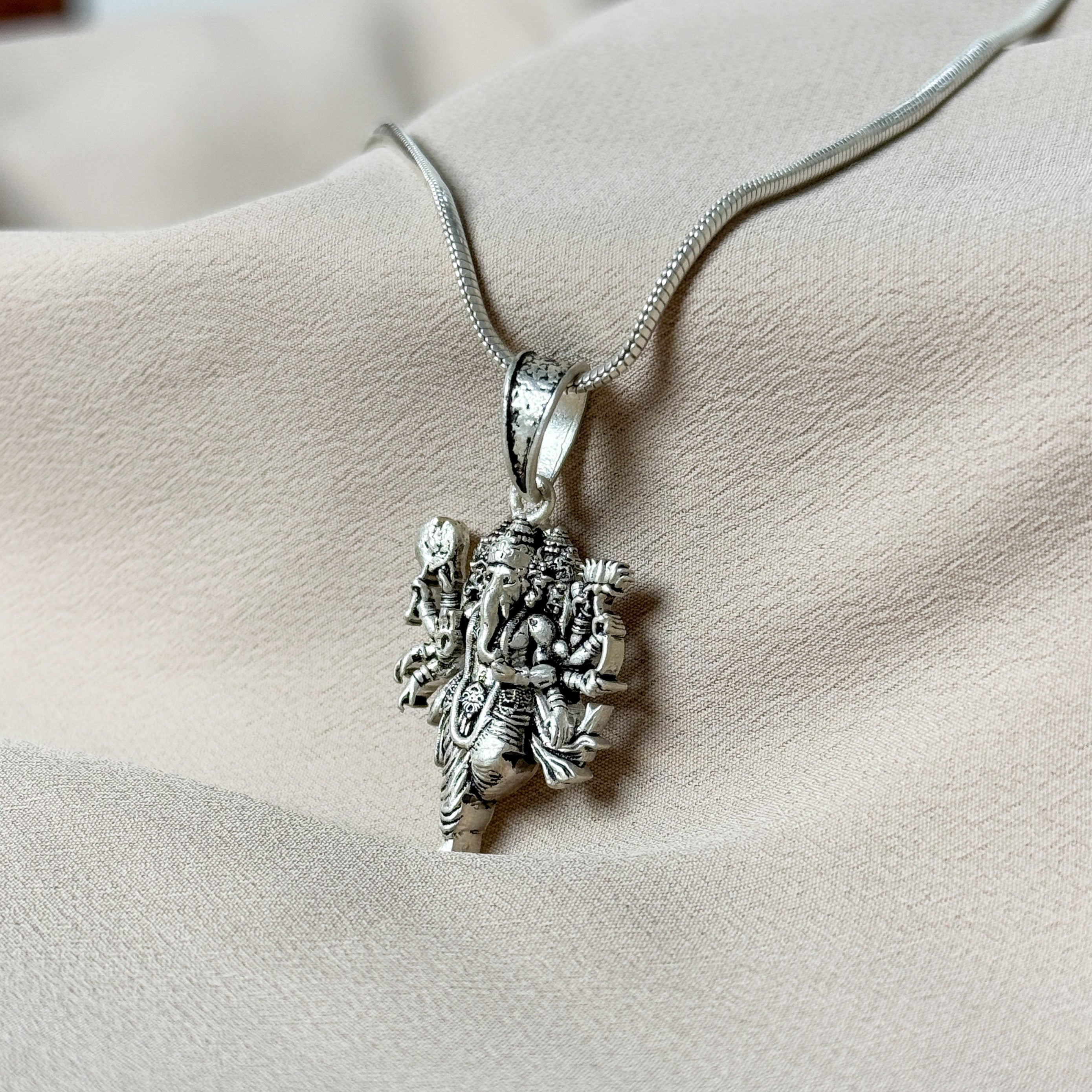Ganesha Pure Silver Pendant: Maha Ganapathi Edition