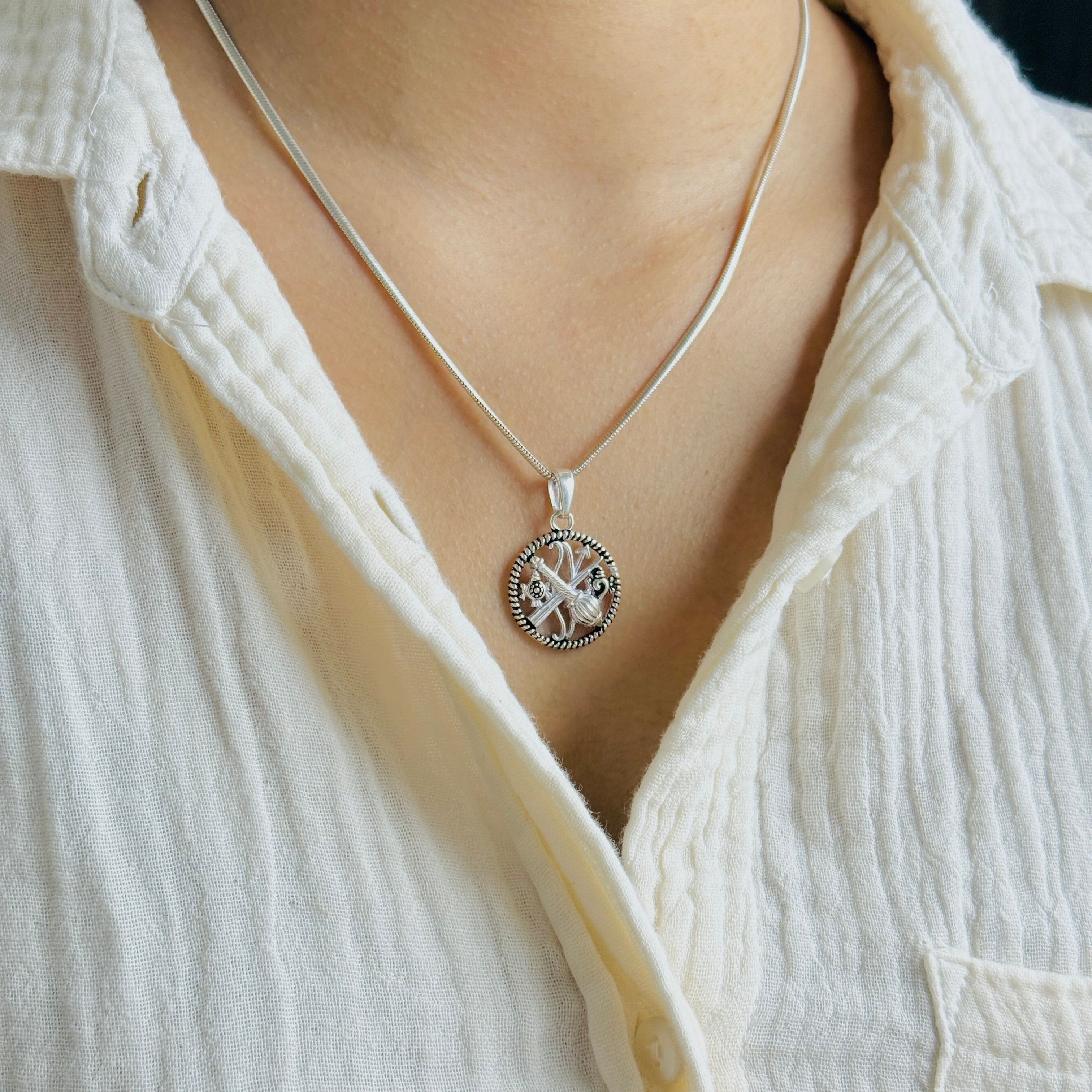 Vishnu Pure Silver Pendant: Ayudha Edition