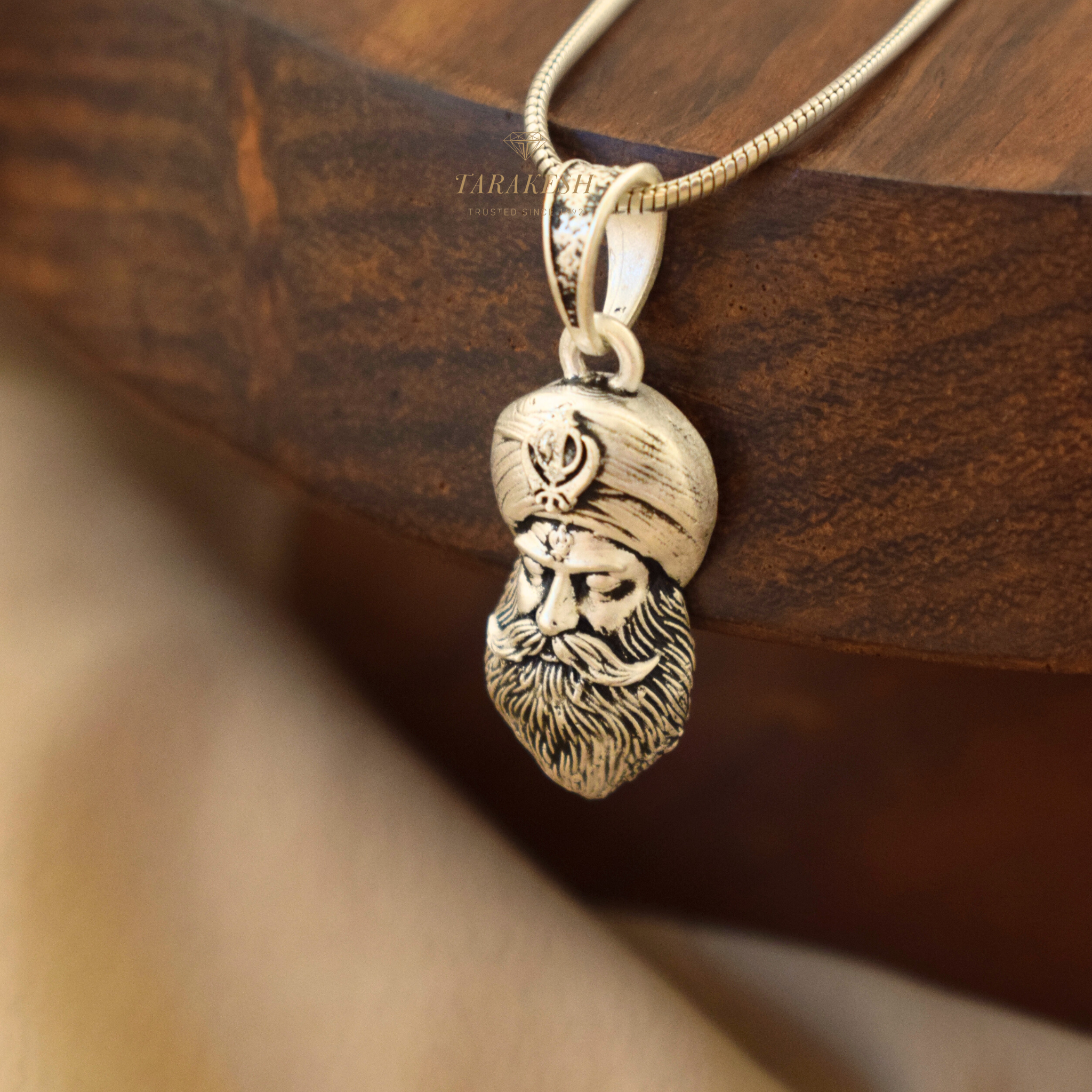Pure Silver Guru Nanak Pendant: Waheguru Edition