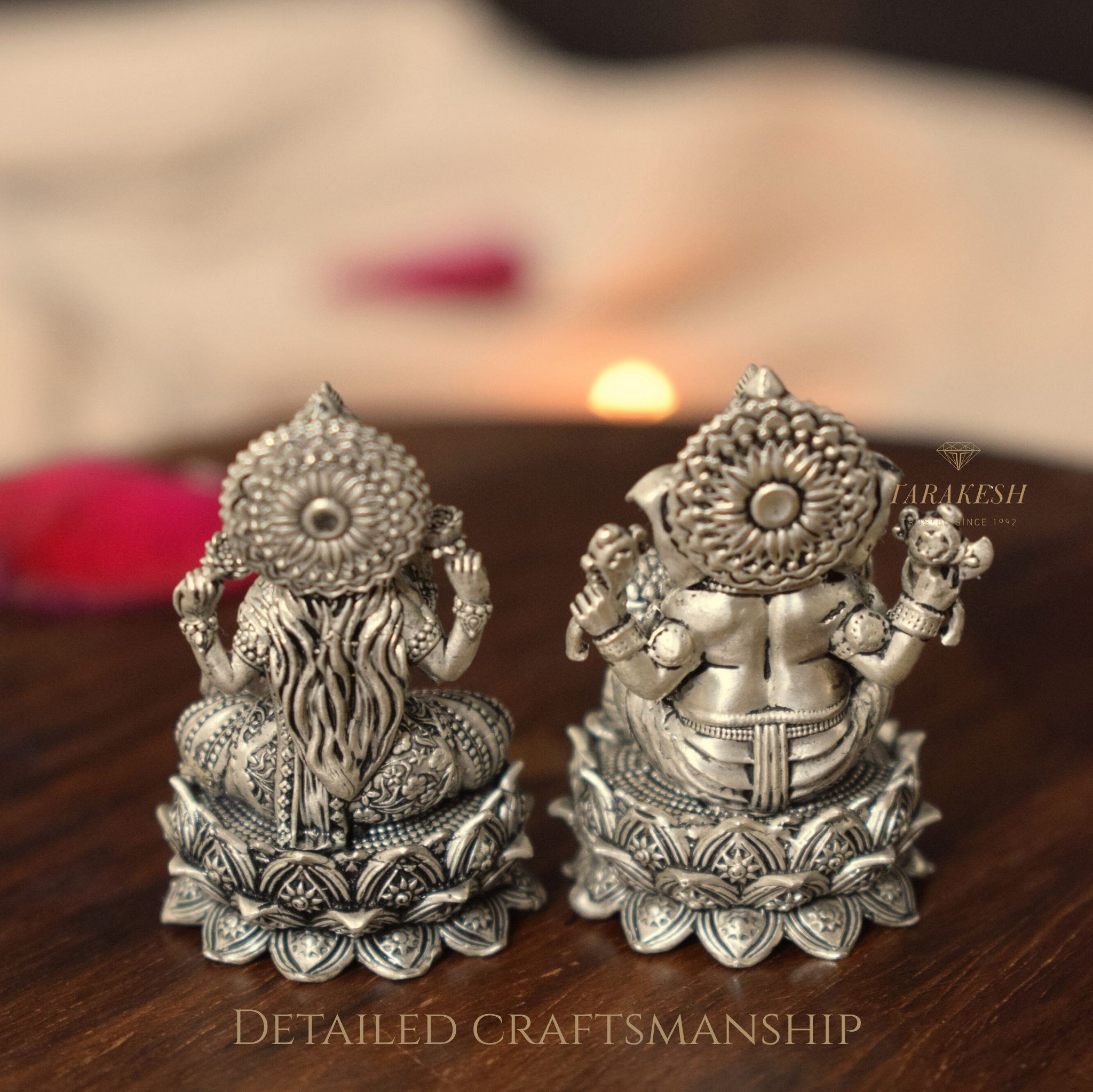 Lakshmi Ganesha Pure Silver Idol: Aishwarya Edition