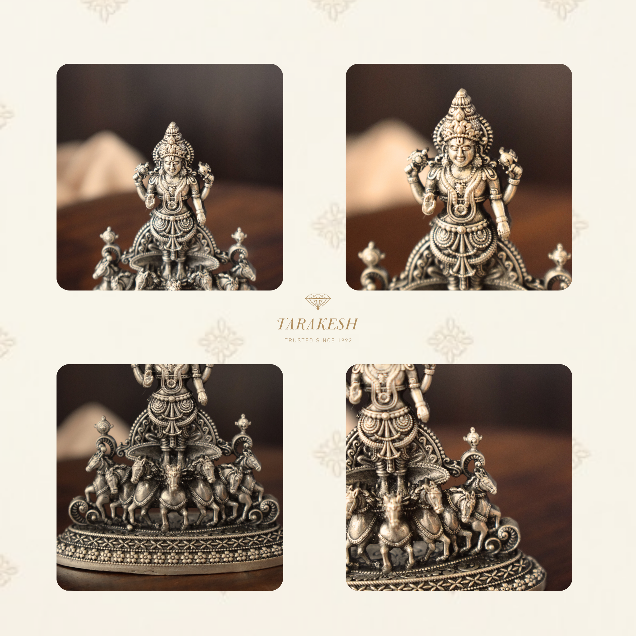 Pure Silver Surya Narayan Idol: 7 Horse Edition