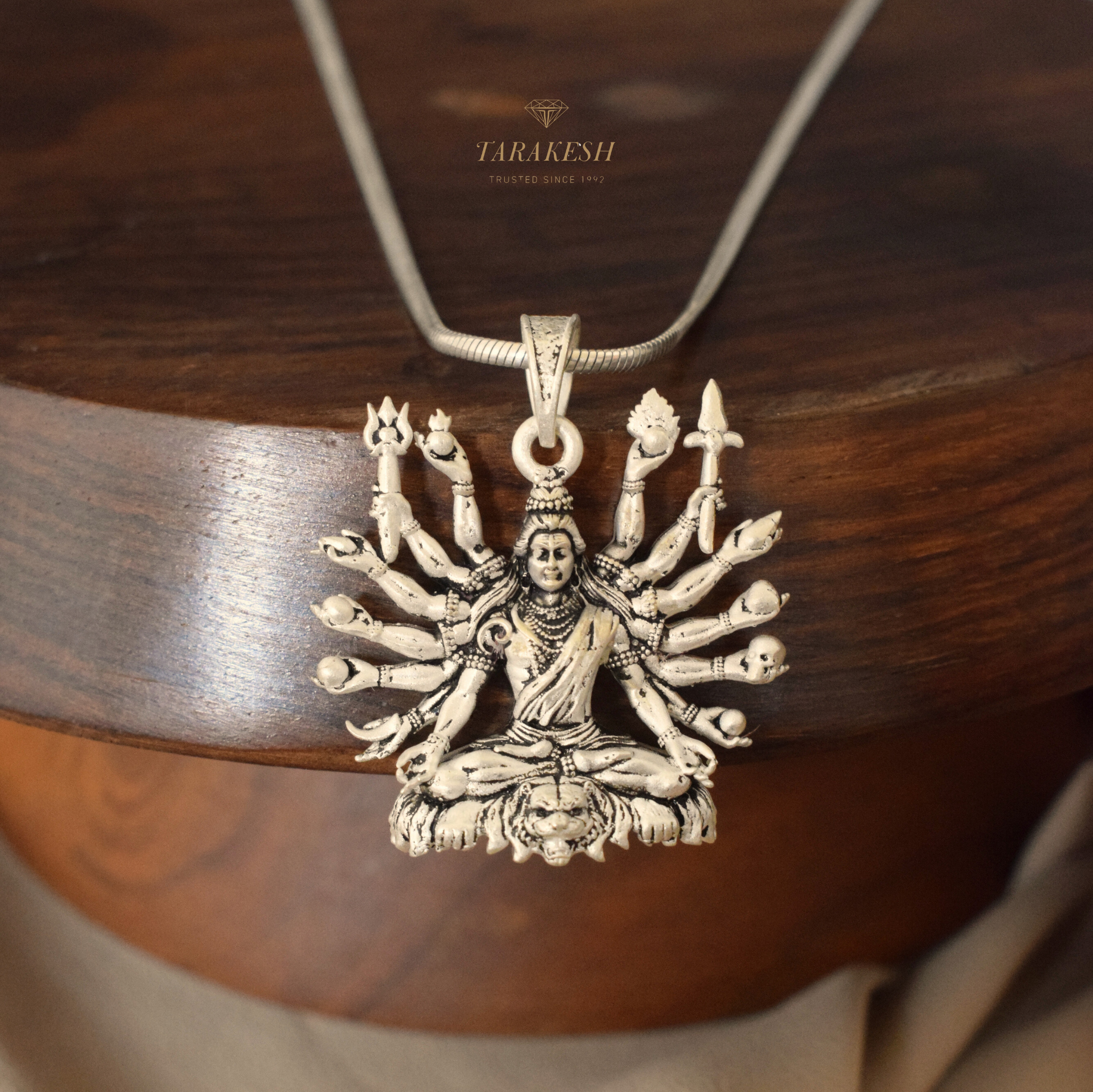 Sitted Shiva Embrace Silver Pendant