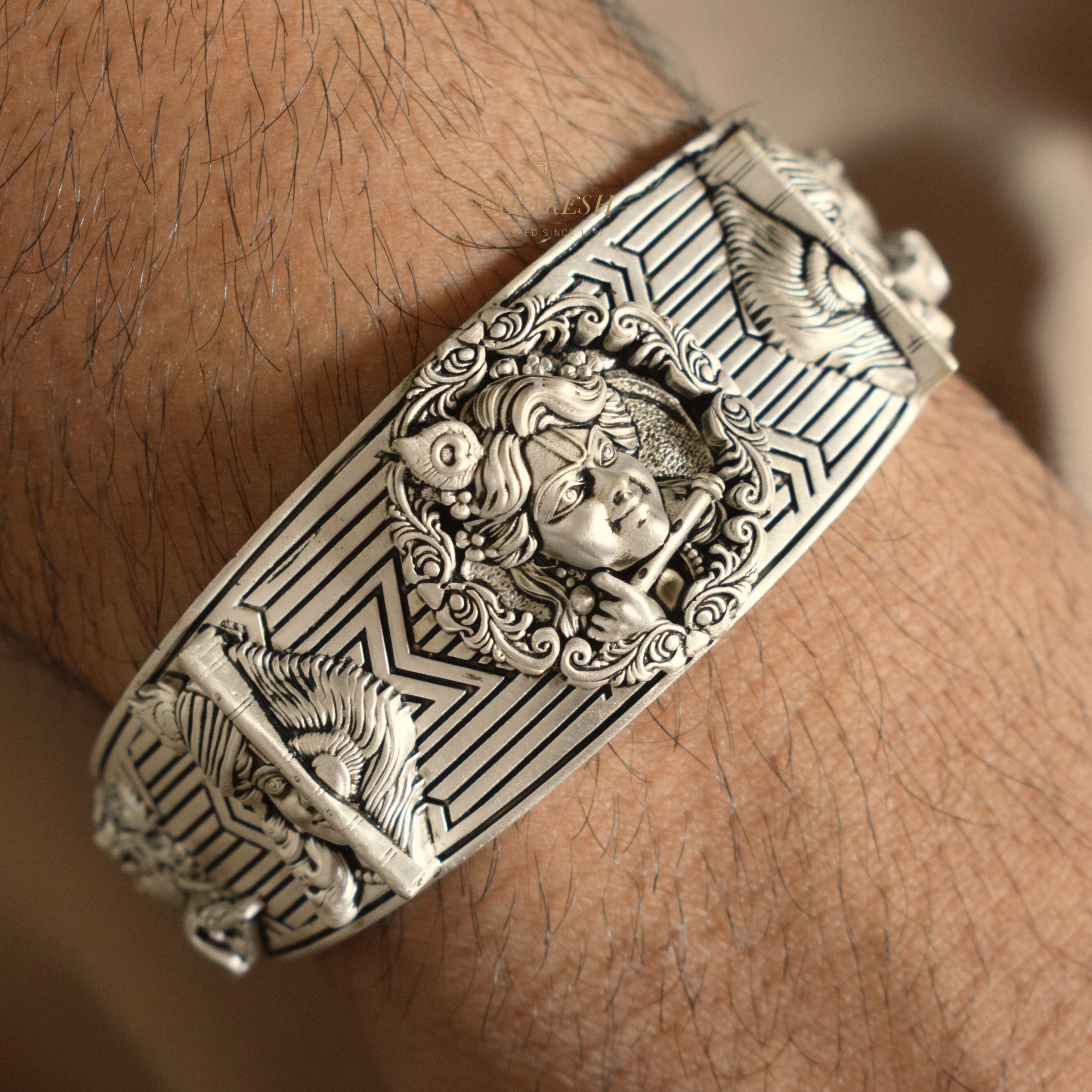 Pure Silver Krishna Bracelet: Vrindavan Edition