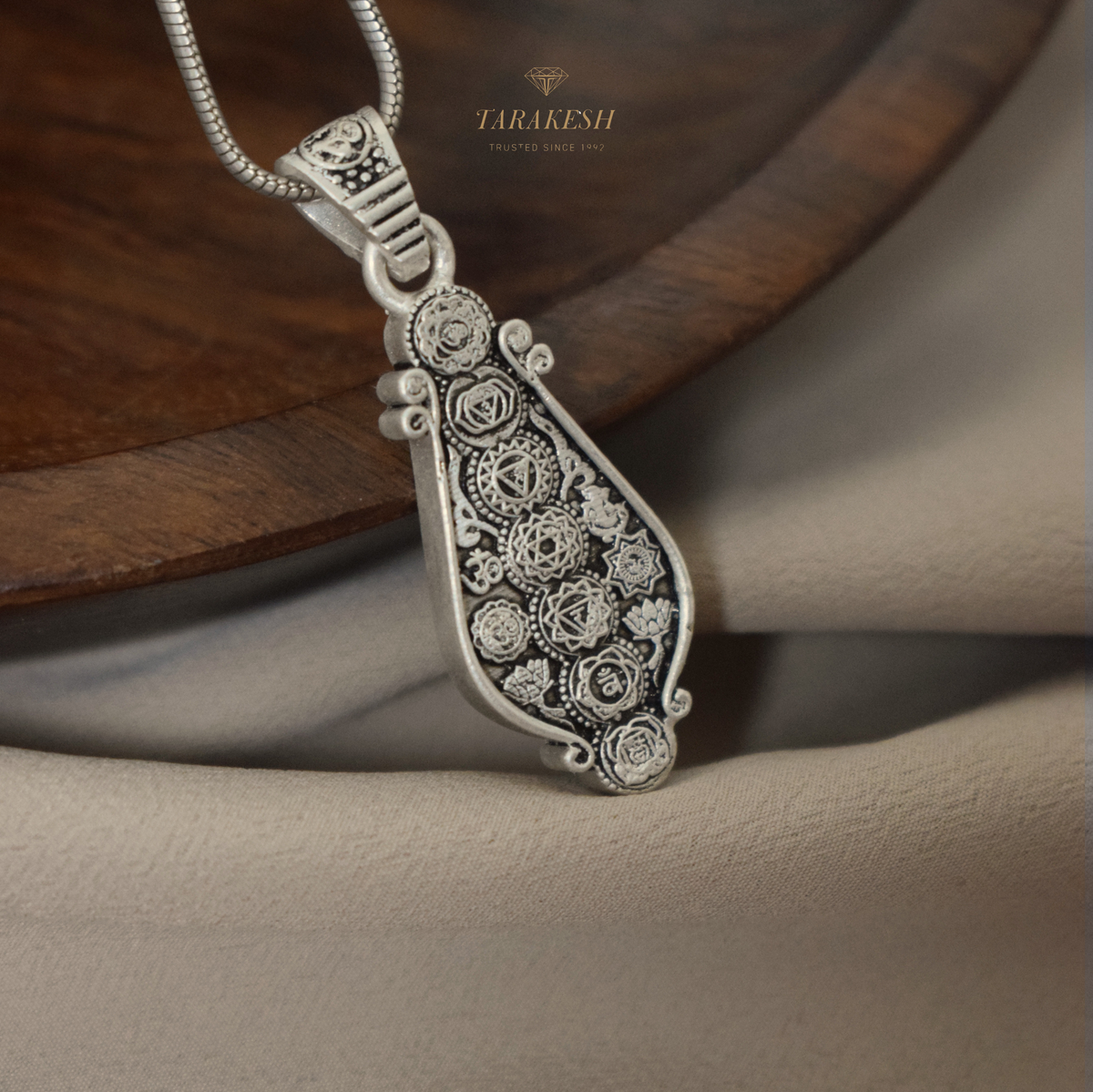 Seven Chakra Silver Pendant: Yoga Edition