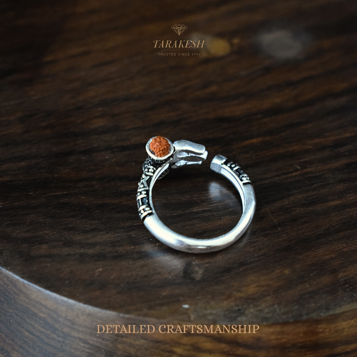 Shiva Pure Silver Ring: Rudraksha Edition