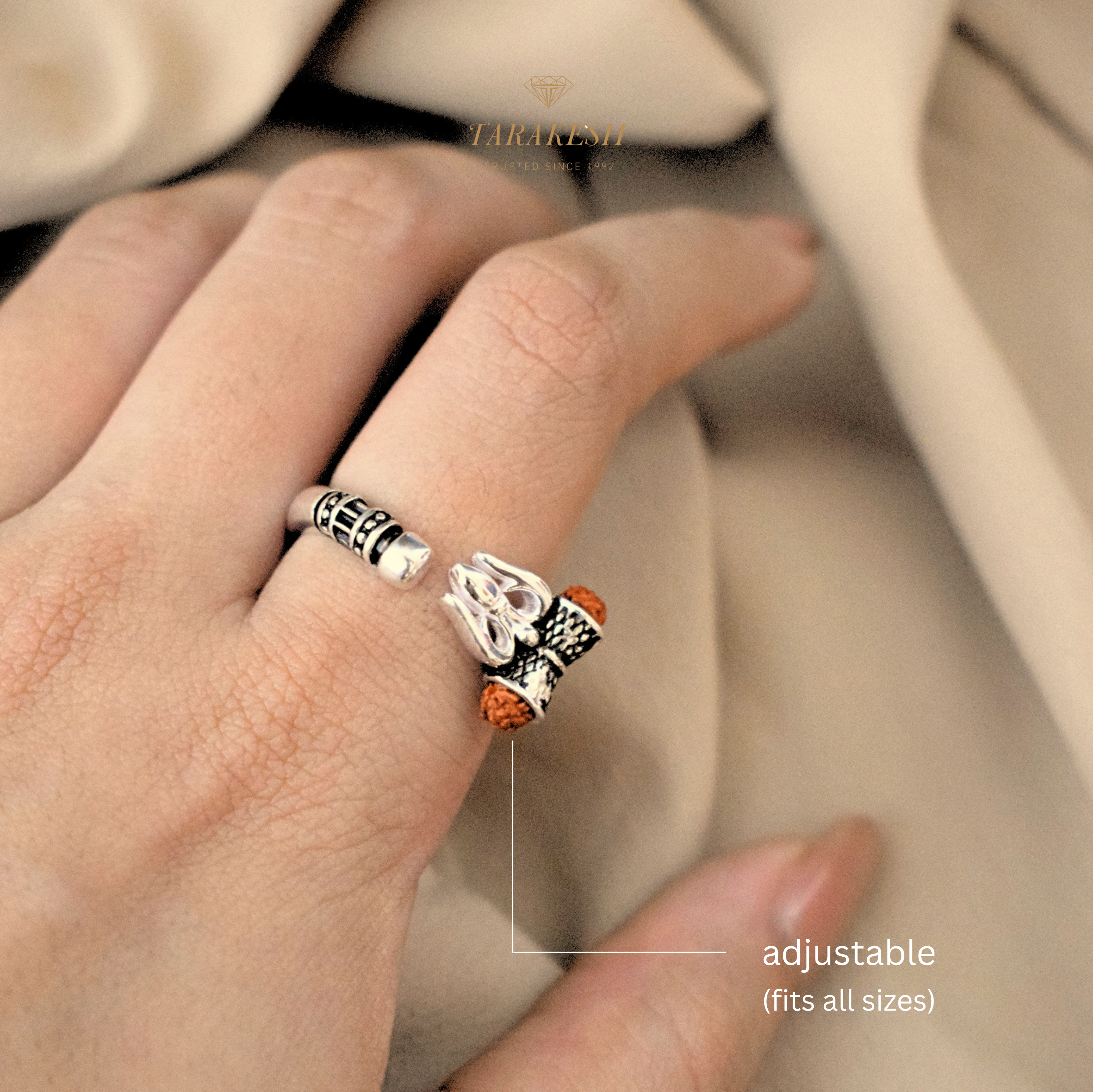 Shiva Pure Silver Ring: Rudraksha Edition