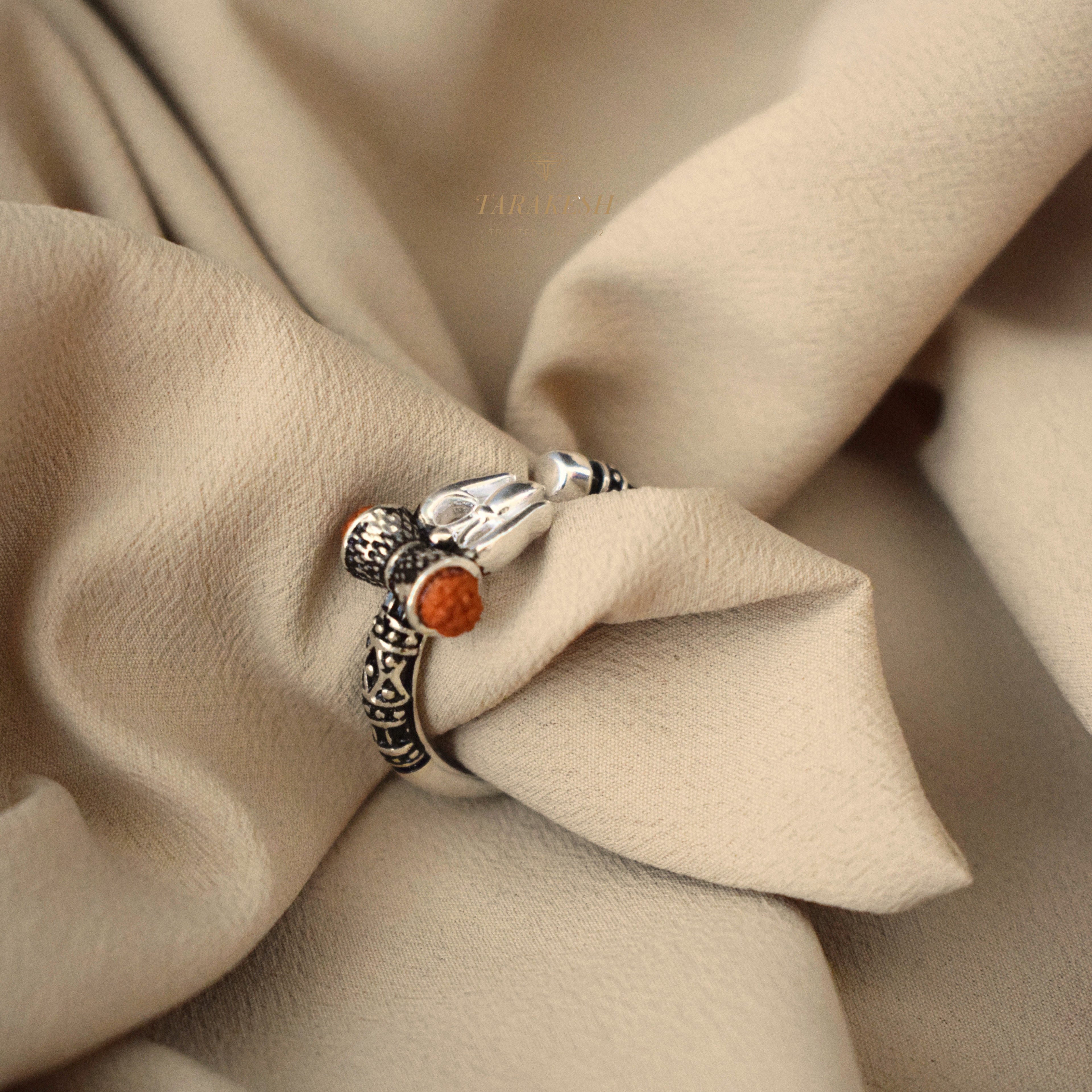 Shiva Pure Silver Ring: Rudraksha Edition