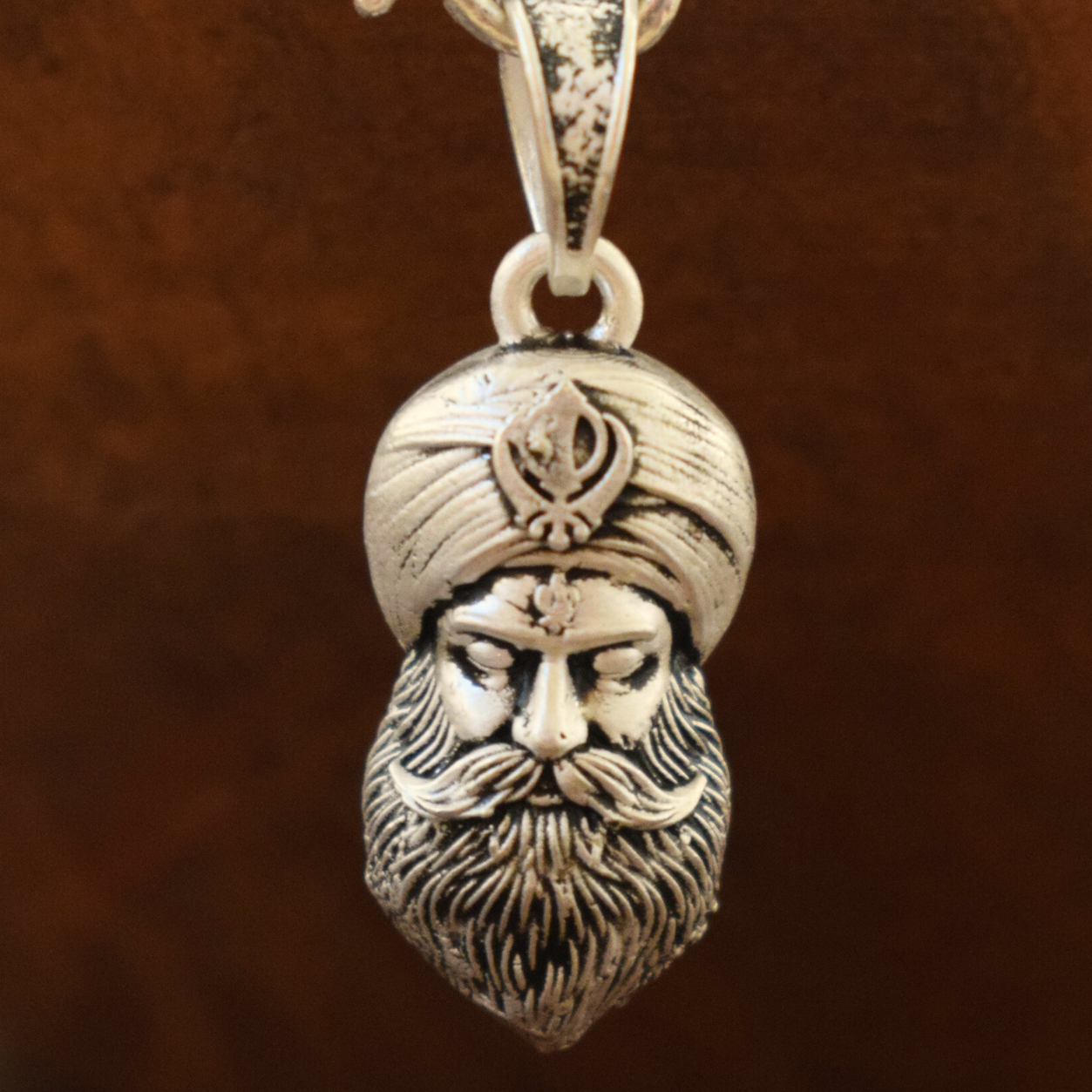 Pure Silver Guru Nanak Pendant: Waheguru Edition