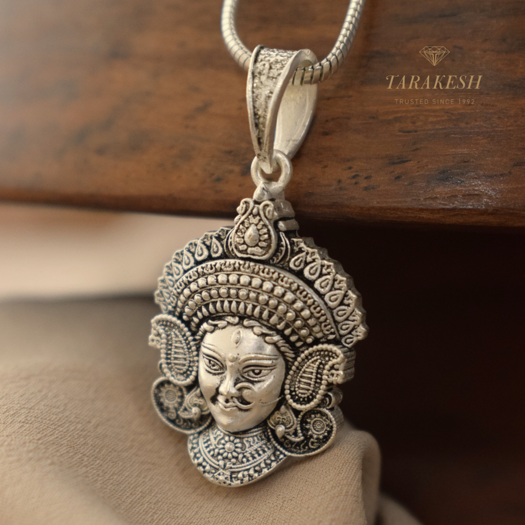 Maa Pure Silver Pendant: Durga Edition
