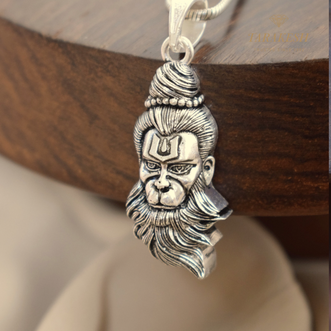 Hanuman Pure Silver Pendant: Bajrang Edition