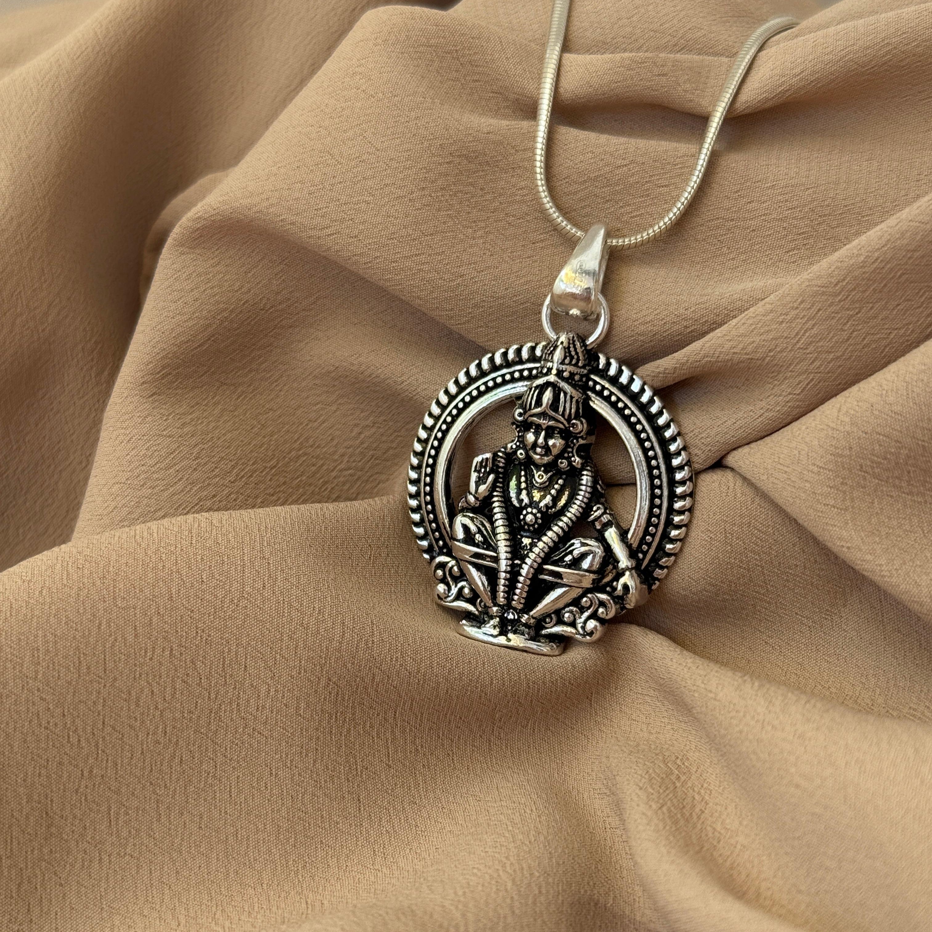 Ayyappa Pure Silver Pendant: Swamiye Saranam Edition