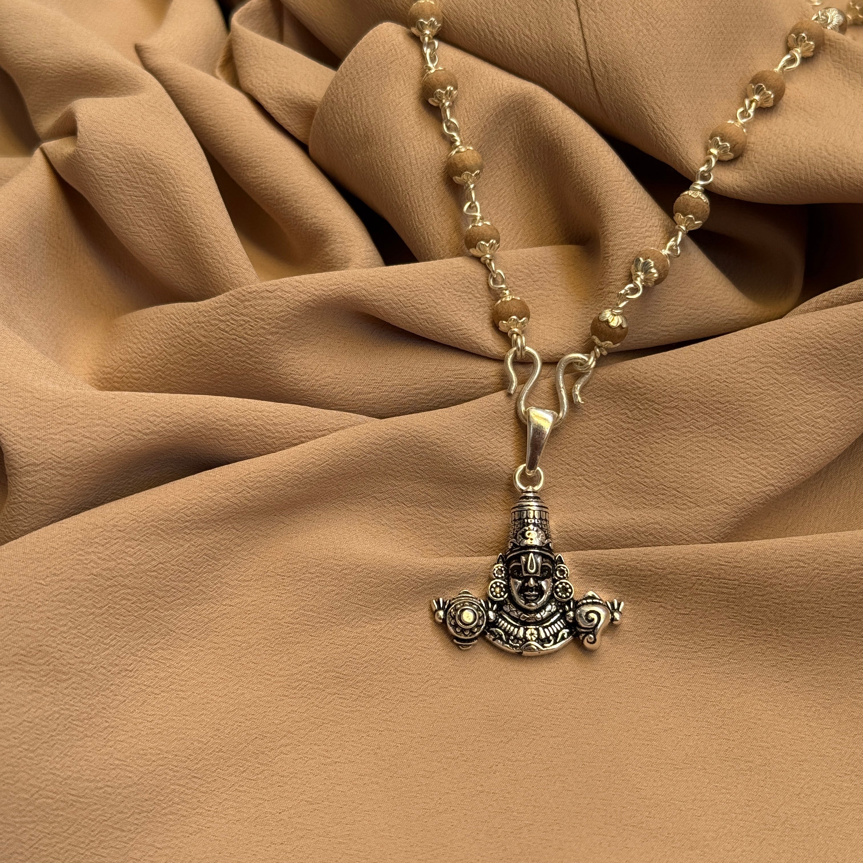 Vishnu Silver Pendant: Symbolism of the Conch, Chakra, and Lotus