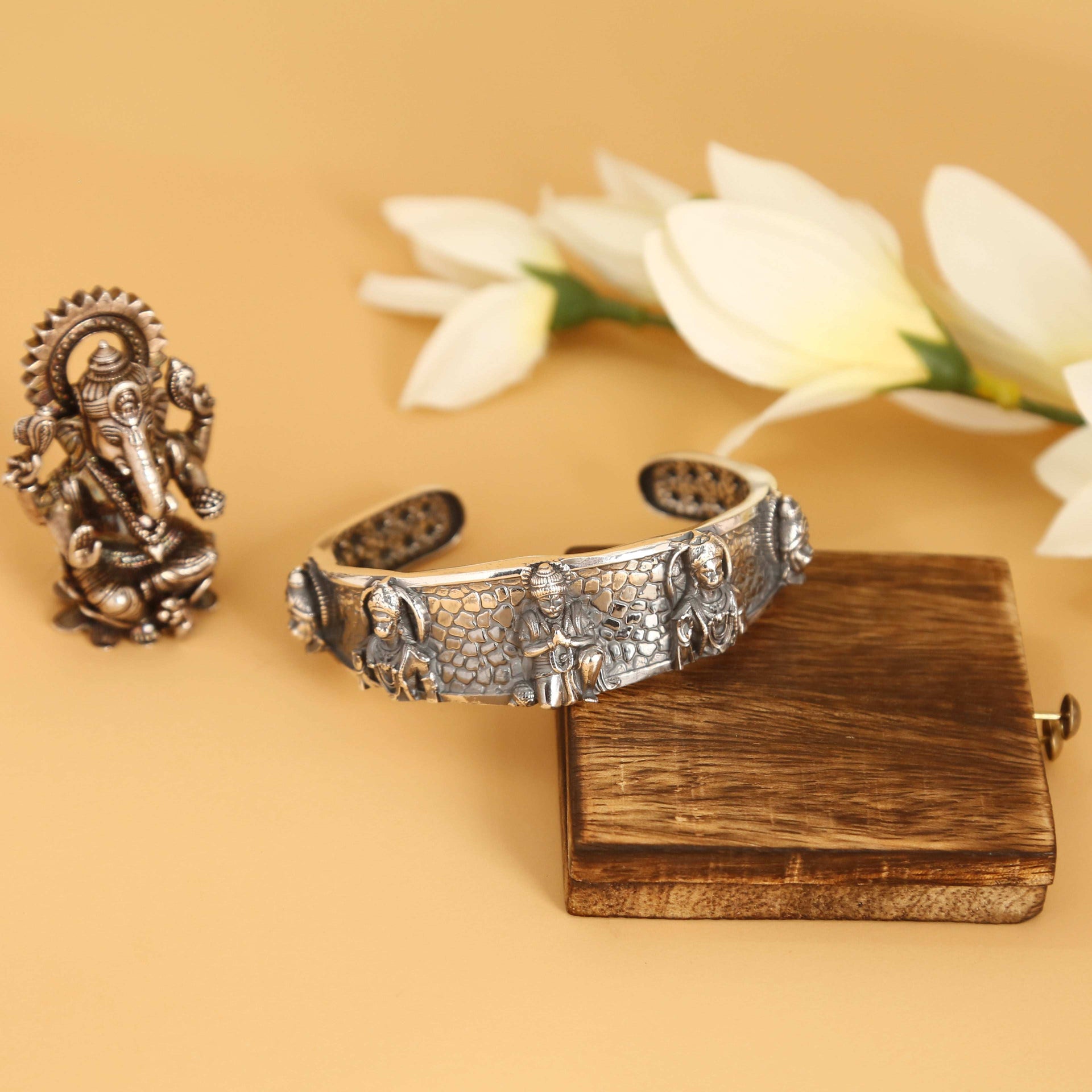 Hanuman Pure Silver Bracelet/Kada - Main Image