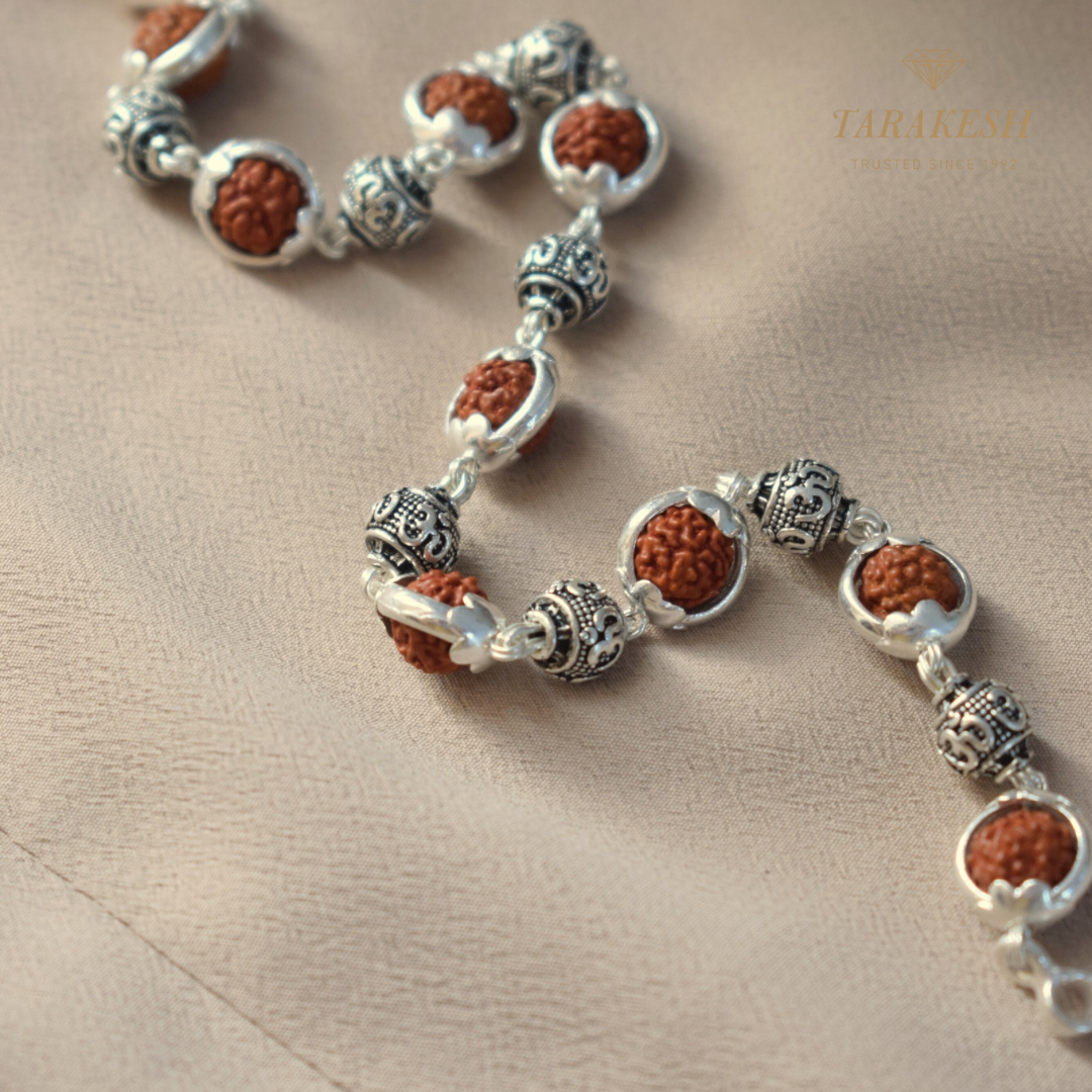 Rudraksha-OM  Silver Bracelet: Sacred Connection