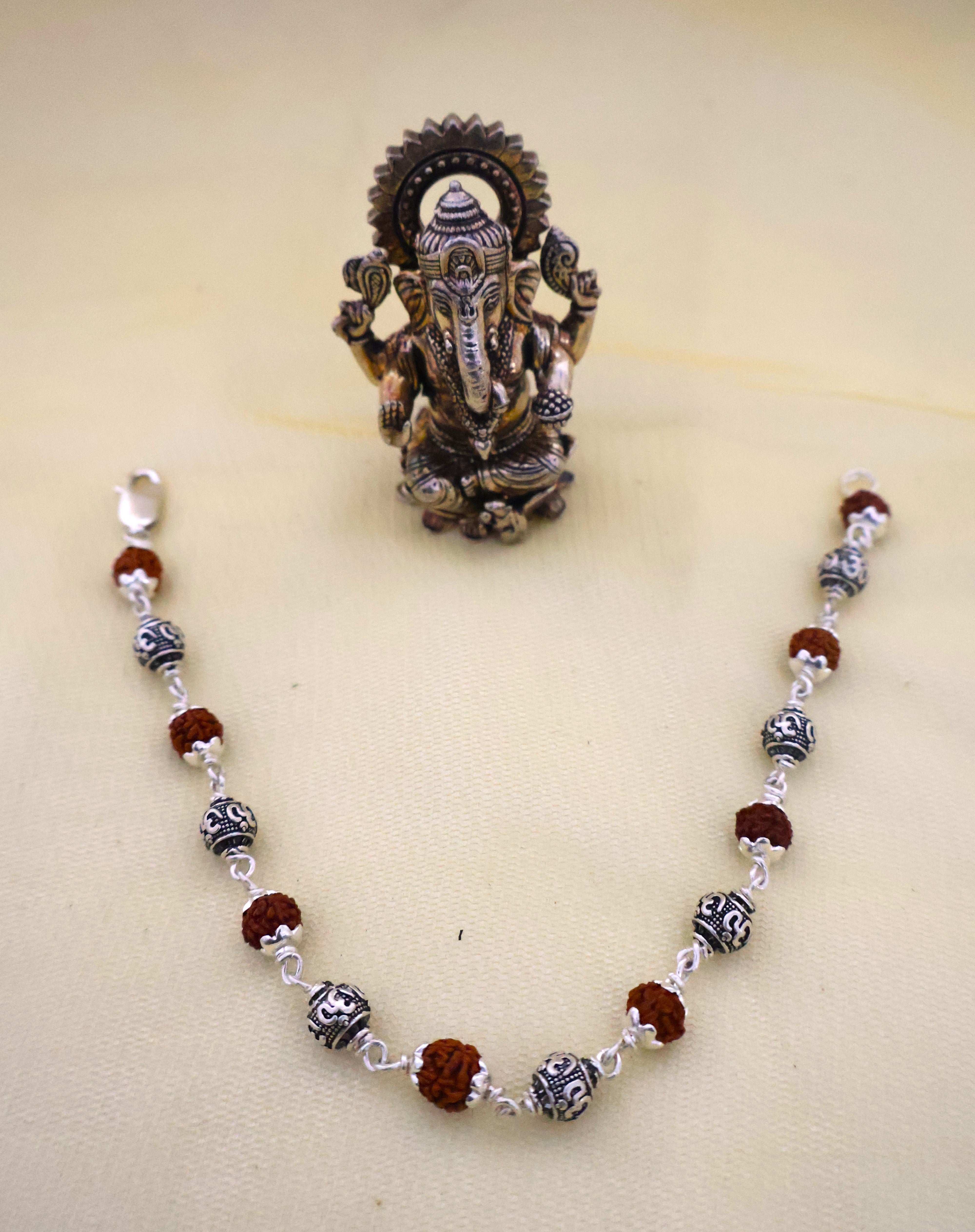 Rudraksha OM Silver Bracelet: Second edition