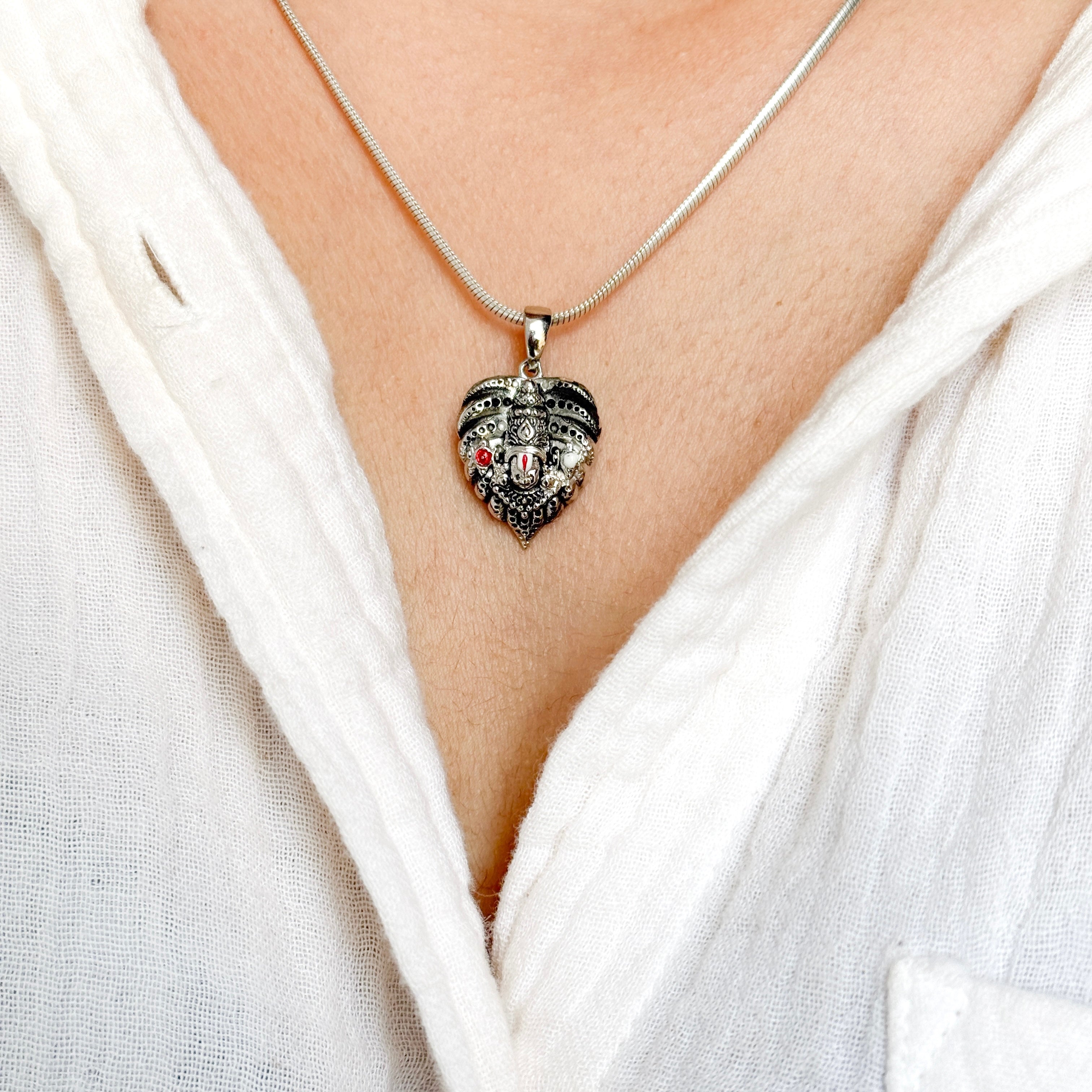 Tirupati pendant with silver chain