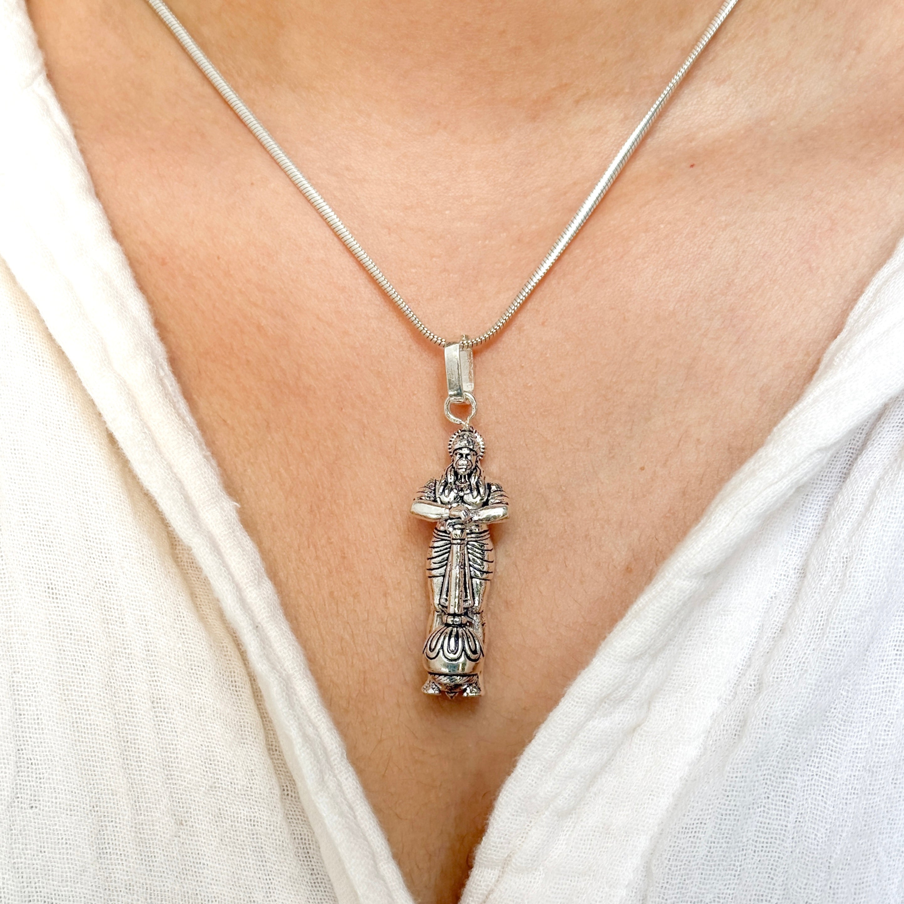 Hanuman Pure Silver Pendant: Mahaveer Edition