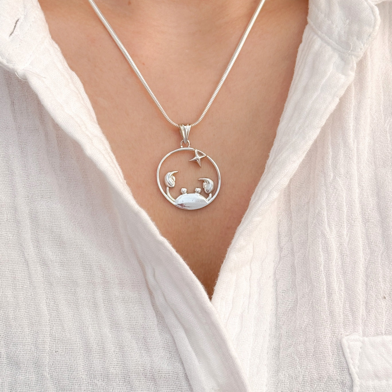 Cancer Pure Silver Pendant: Cosmic Edition