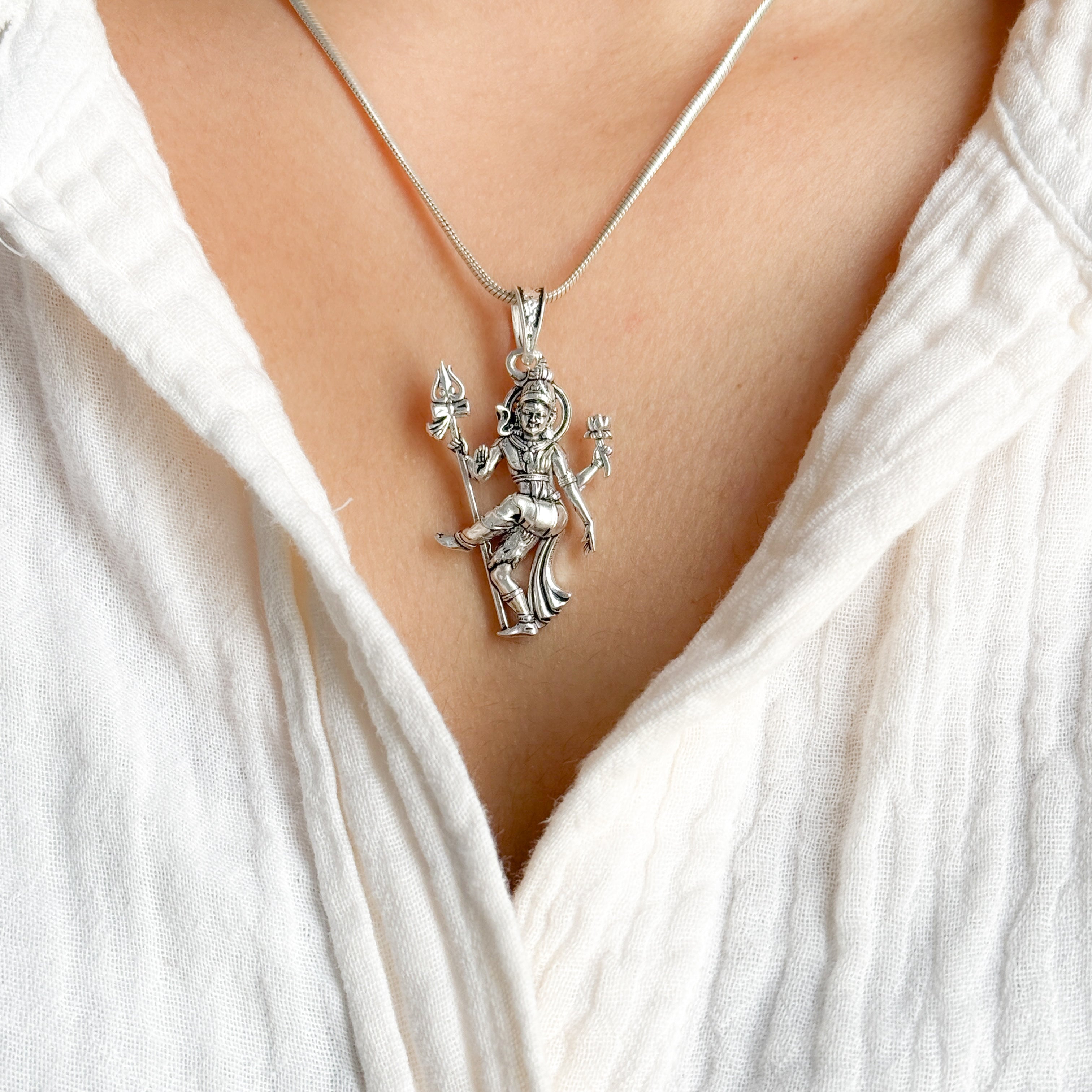 Shiva Pure Silver Pendant: Ardhanareshwar Edition