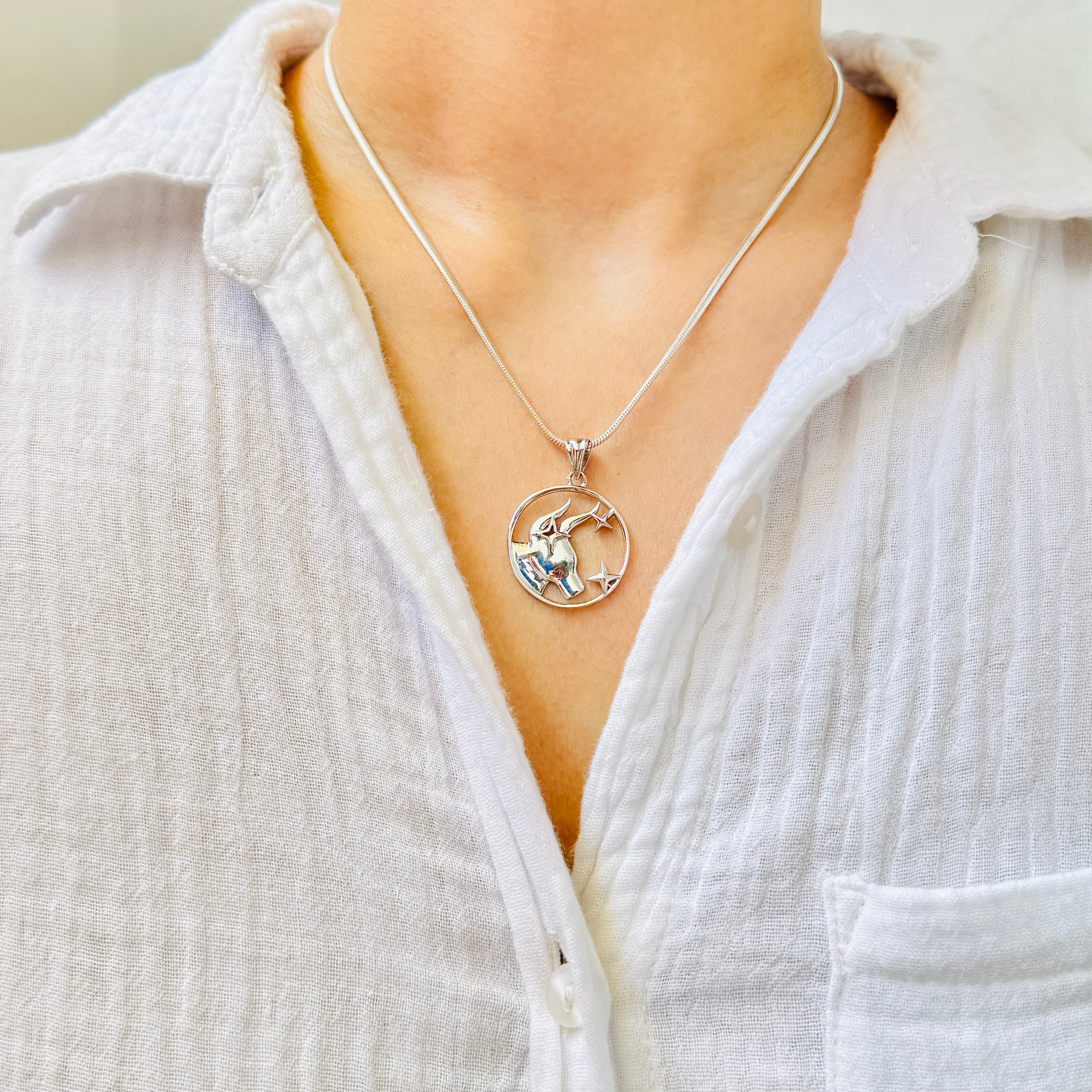 Taurus Pure Silver Pendant: Cosmic Edition