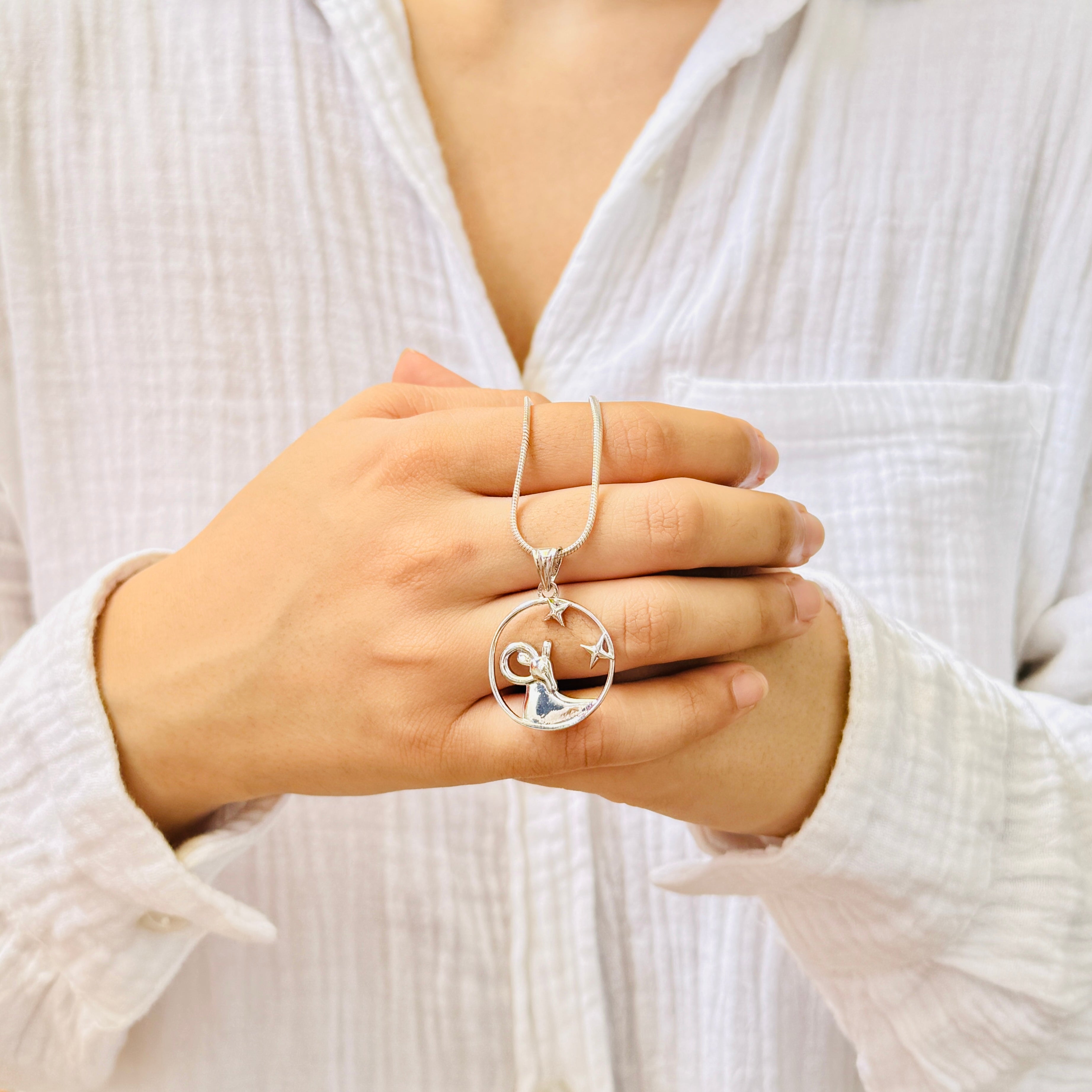 Aries Pure Silver Pendant: Cosmic Edition