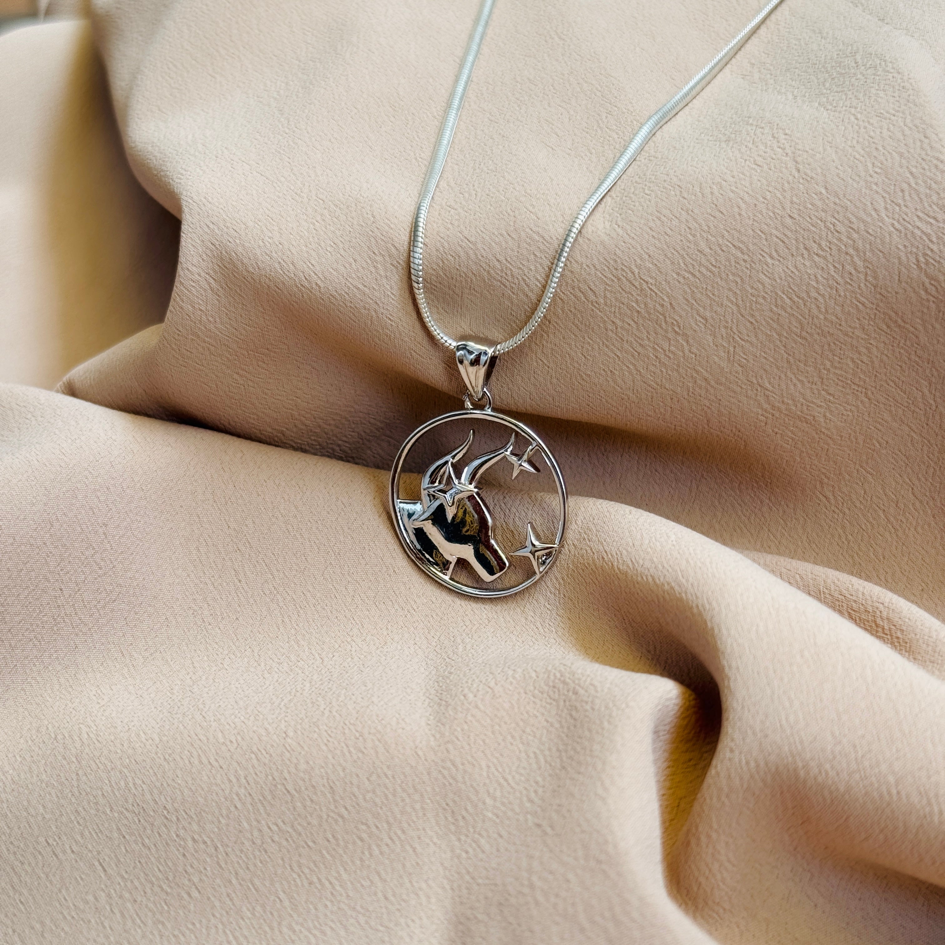 Taurus Pure Silver Pendant: Cosmic Edition
